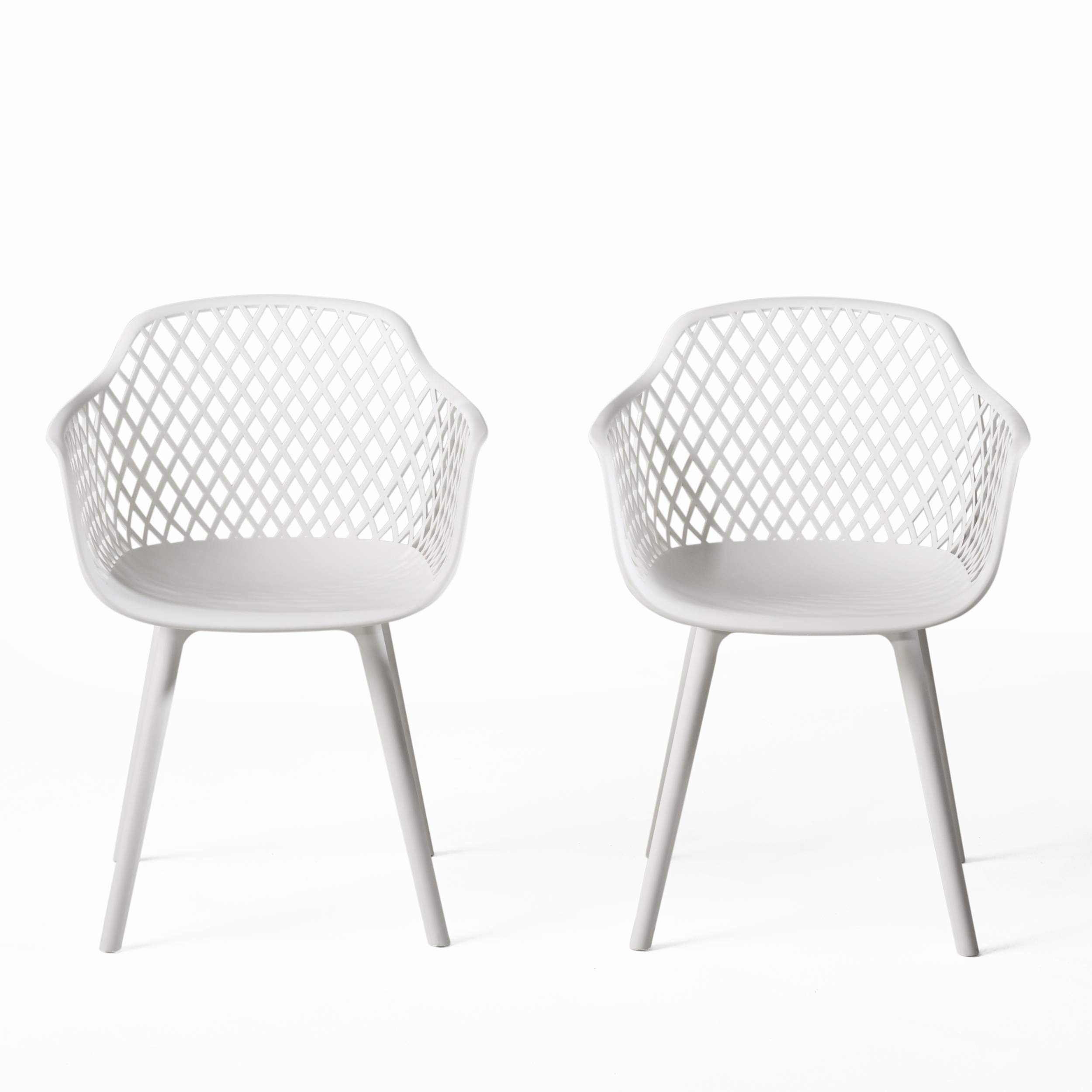 Christopher Knight Home Richard Outdoor Modern Dining Chair Set of 2, White - Patio, Garden, Poolside & Backyard Dining Furniture