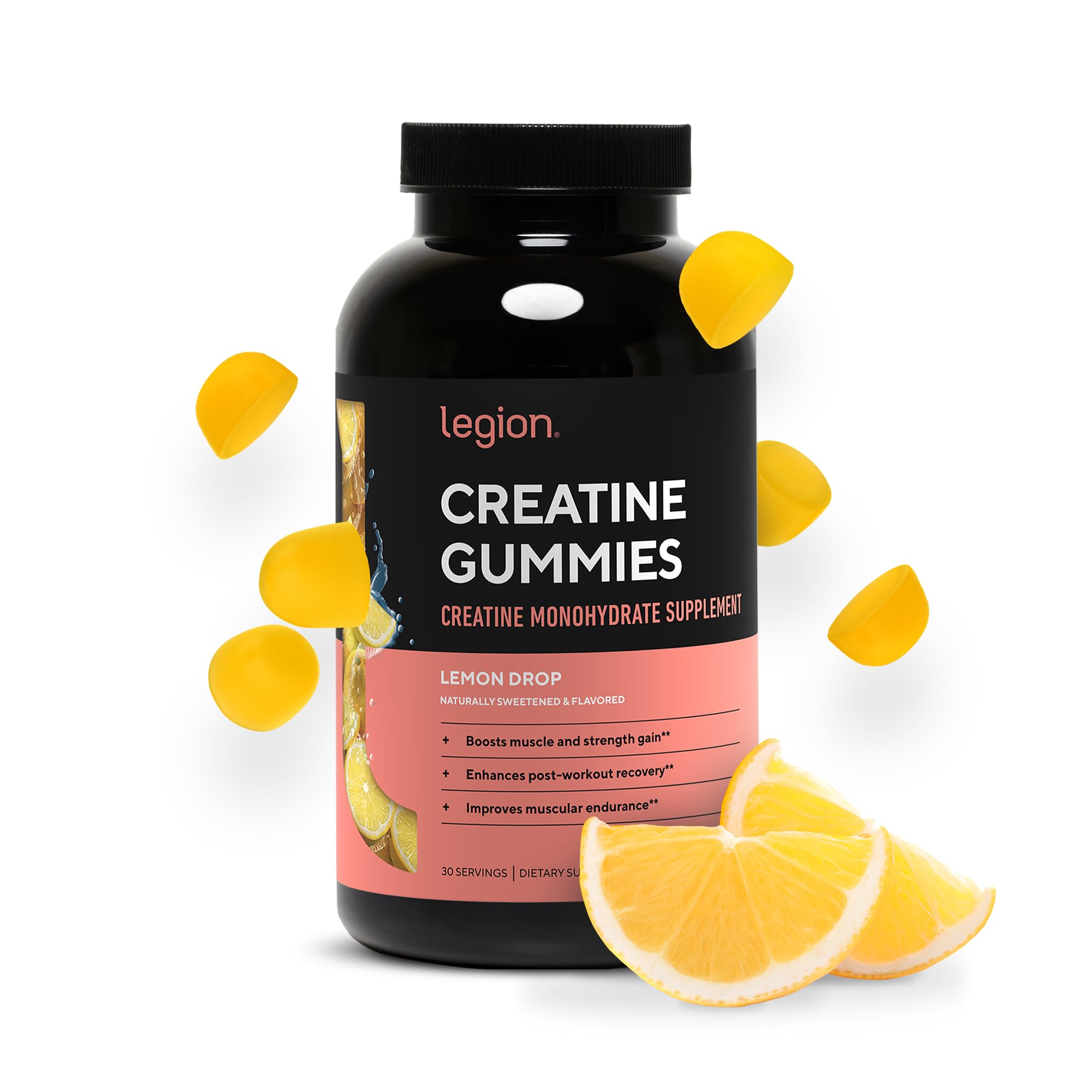 LEGION Creatine Monohydrate Gummies - Best Clean Creatine Supplement for Muscle Growth, Strength & Recovery - 150 Lemon Flavored Gummies for Athletes & Fitness Enthusiasts - Perfect Pre & Post Workout Nutrition for Gym, Bodybuilding & Sports Performance