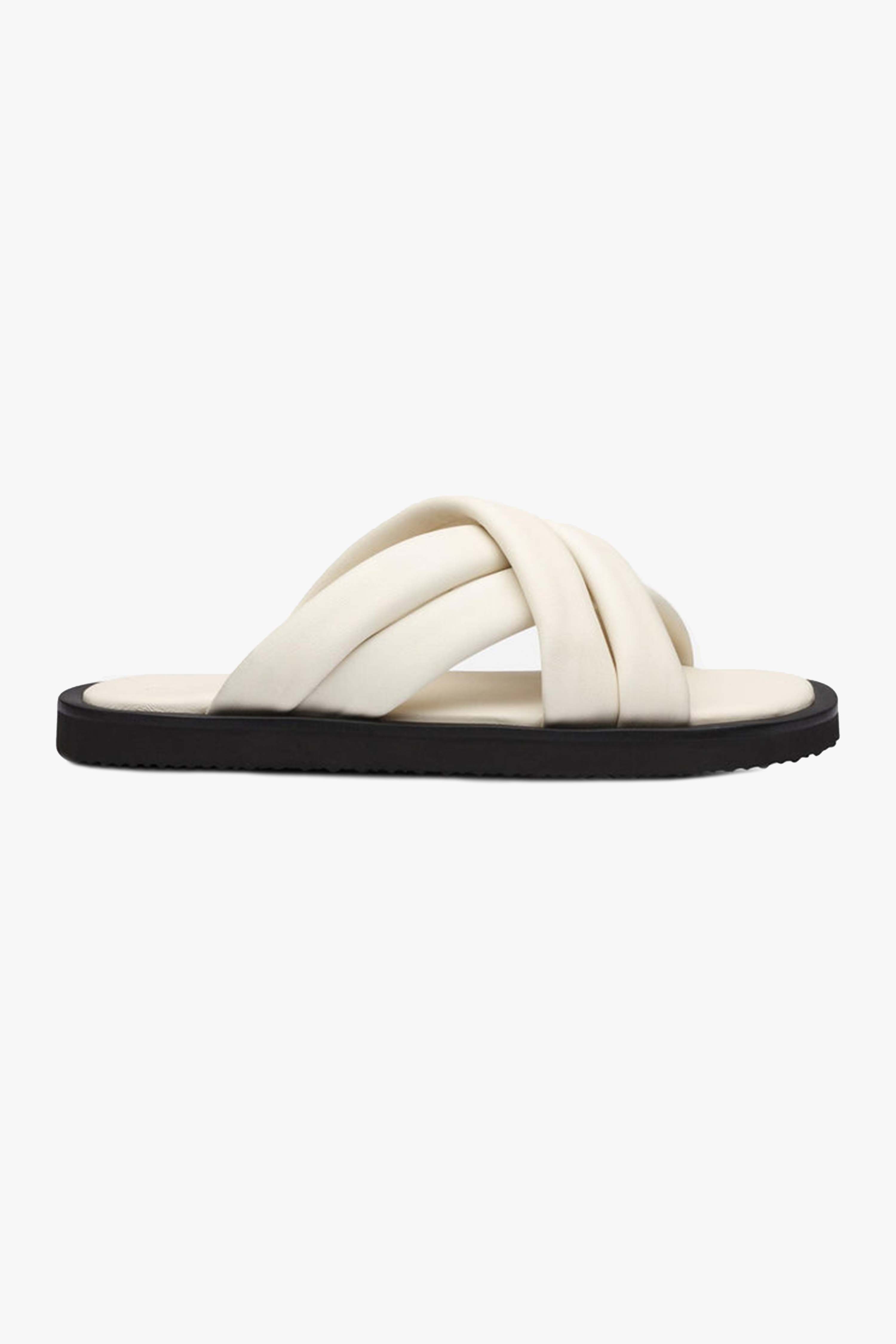 Coast Off White Leather Crossover Slides - Comfortable Summer Sandals for Women & Men | Perfect for Beach, Pool, and Casual Outings