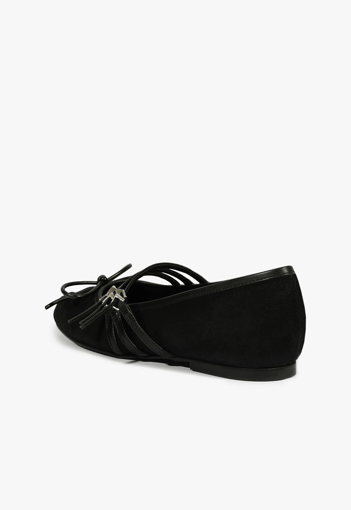 Arissa Women's Black Suede Ballet Flats - Comfortable Slip-On Shoes for Work, Office & Casual Wear