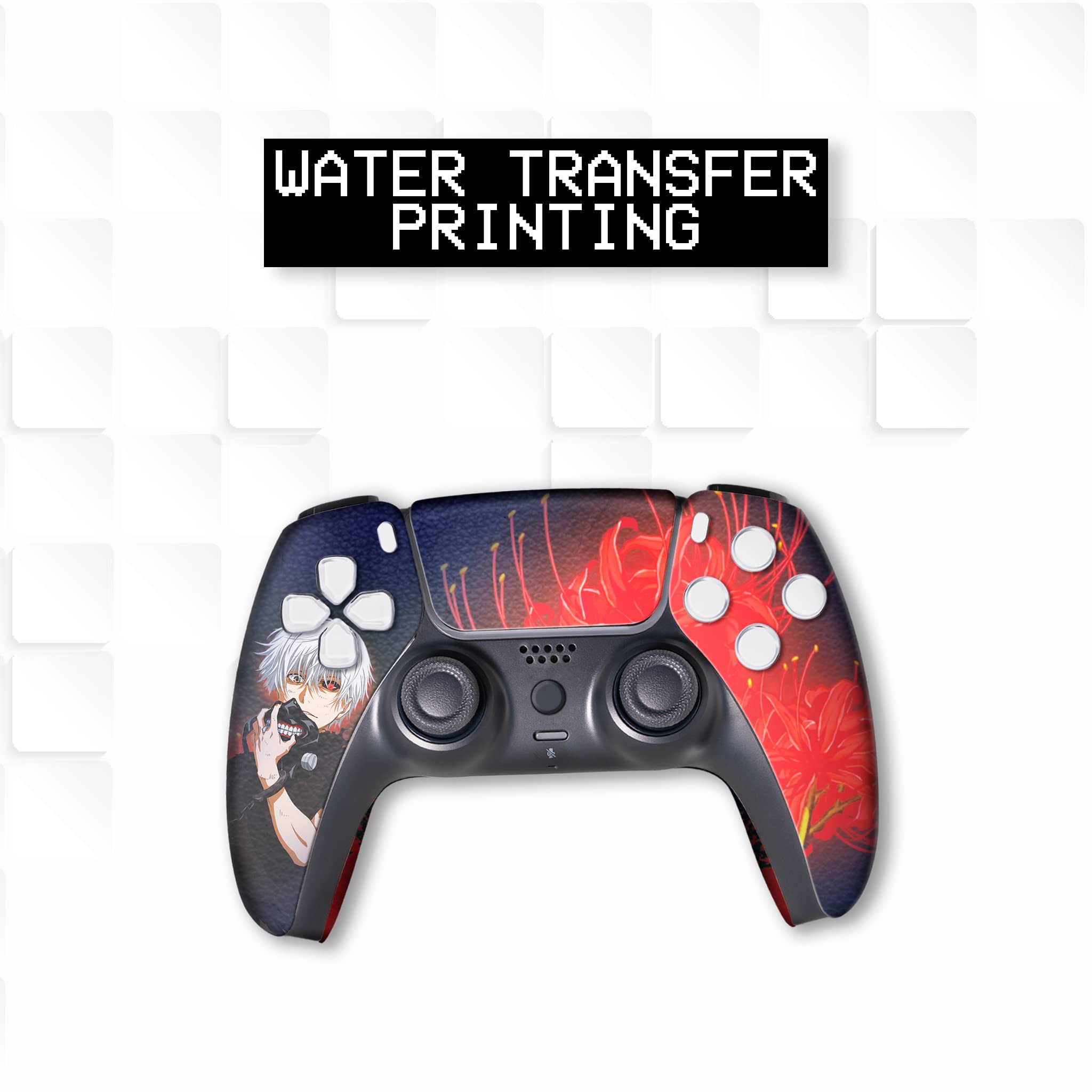 Tokyo Ghoul Custom Wireless PS5 Controller - Compatible with Playstation 5 Console | Premium Hydro-Dip Printed Gamepad (Not Just a Skin) | Officially Licensed & Made in USA | Perfect for Anime Fans & Hardcore Gamers