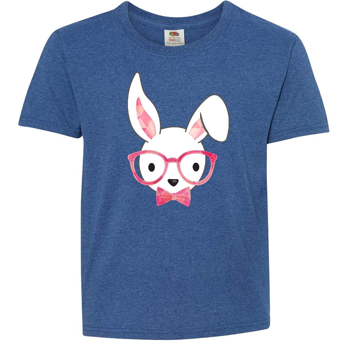 Inktastic Cute Hipster Bunny Pink Youth T-Shirt | Trendy Graphic Tee for Girls | Soft Cotton Casual Shirt for Everyday Wear | Perfect for School, Playdates & Weekend Outfits
