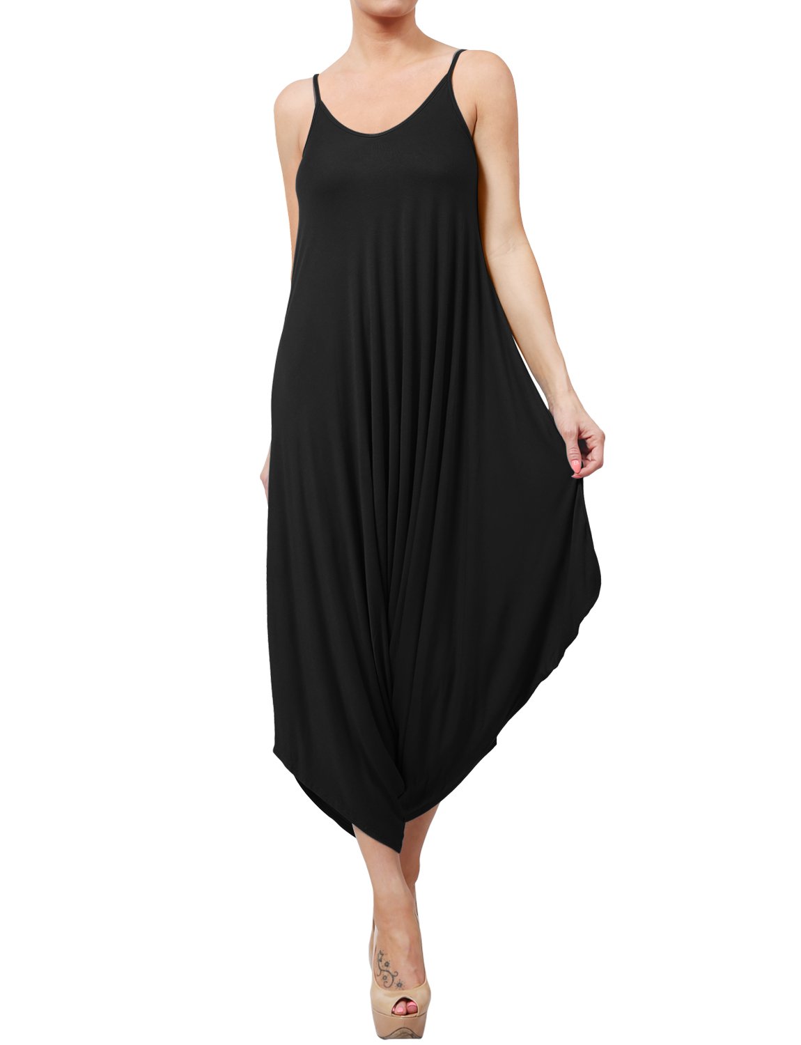 NE PEOPLE Women's Loose Fit Harem Jumpsuit - Spaghetti Strap Overalls Dress | Made in USA | Casual Summer Outfit, Beach Cover Up, Boho Festival Wear