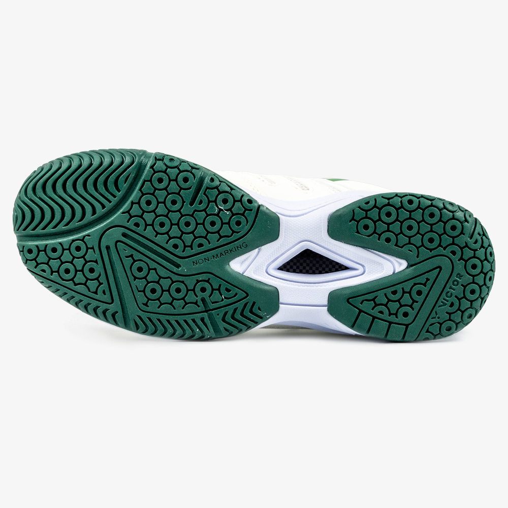 Victor A396 LG Court Shoe - Men's Basketball Sneakers in Lunar White/Hunter Green - Perfect for Indoor & Outdoor Basketball Games and Training