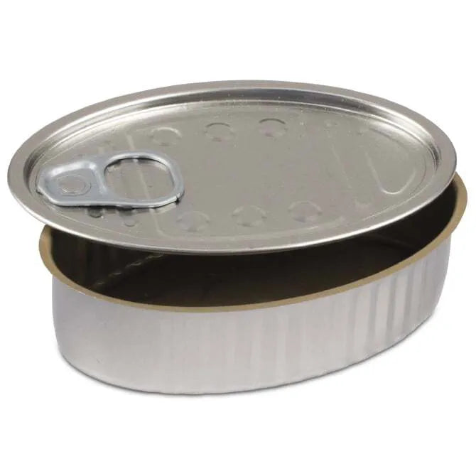 Comatec 4oz Oval Sardine Tin with Easy Pull Tab Lid - Perfect for Camping, Hiking & Emergency Food Storage