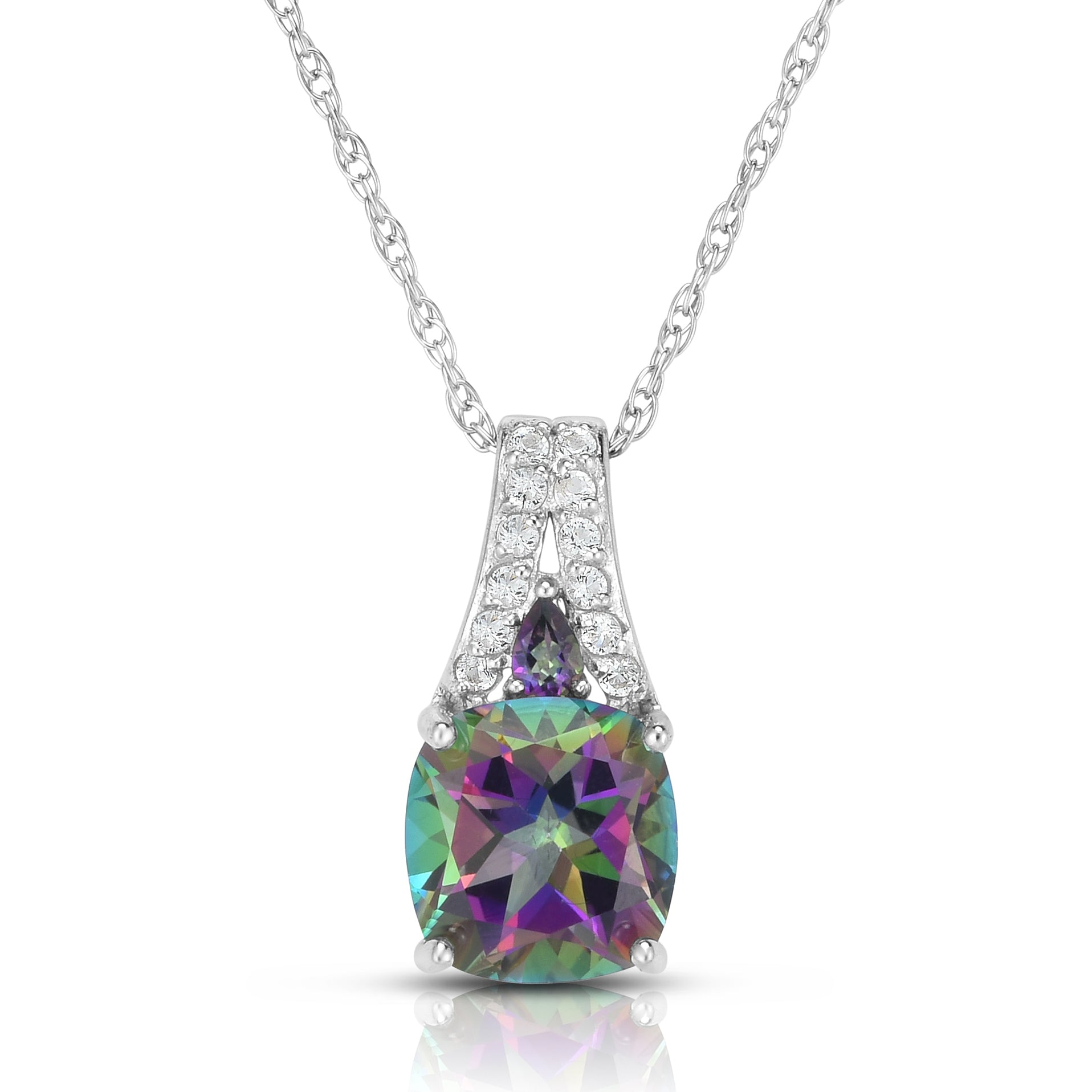 Stunning Mystic Topaz Pendant Necklace for Women - 925 Sterling Silver Jewelry - Perfect Gift for Birthday, Anniversary & Special Occasions