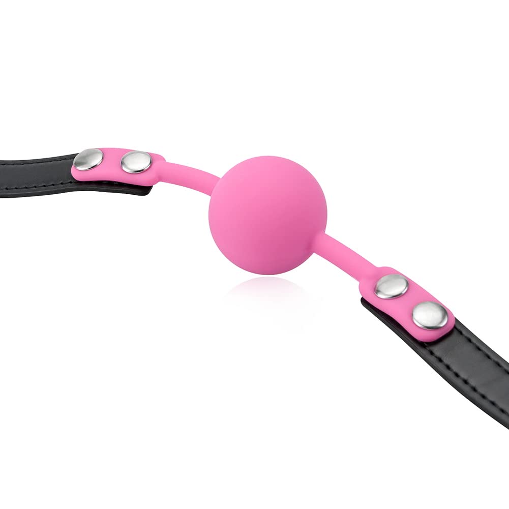 Lockable Adjustable Silicone Mouth Ball Gag - Pink Open Mouth Restraint for Couples & Lovers - BDSM Fantasy Sex Toy for Role Play & Sensory Play Scenes