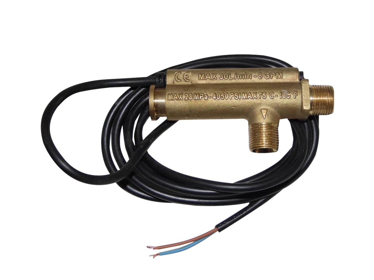 BE PRESSURE 85.300.014 Flow Switch - 3650Psi 8Gpm High Pressure Water Flow Sensor with 0.16Gpm Minimum Activation for Industrial Hydraulic Systems, Irrigation & Water Treatment Applications