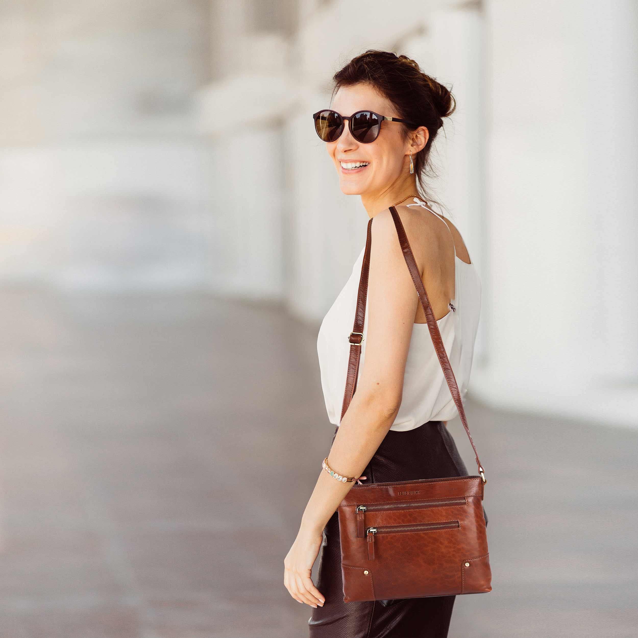 Premium Soft Real Leather Women's Crossbody Bag - Triple Zip Sling Shoulder Purse for Work, Travel & Everyday Use