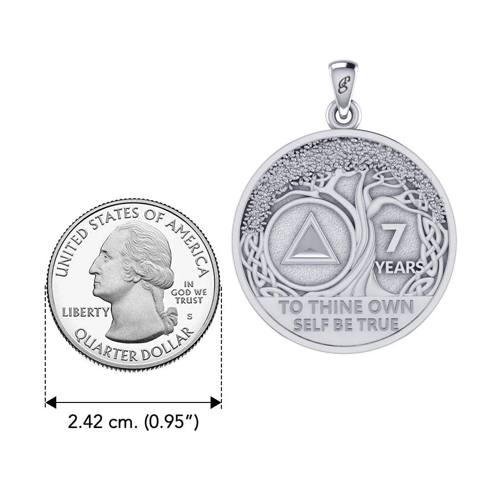 Tree of Life Sterling Silver Coin Pendant - Double Sided AA Recovery Jewelry TPD6334 for Meditation, Yoga & Spiritual Healing
