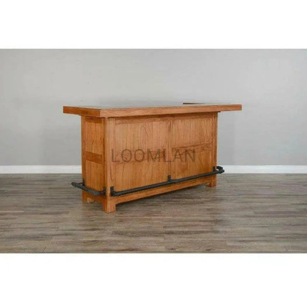 80-Inch Rustic Wood Game Room Bar Island with Storage - Perfect for Basement, Man Cave, or Entertainment Area
