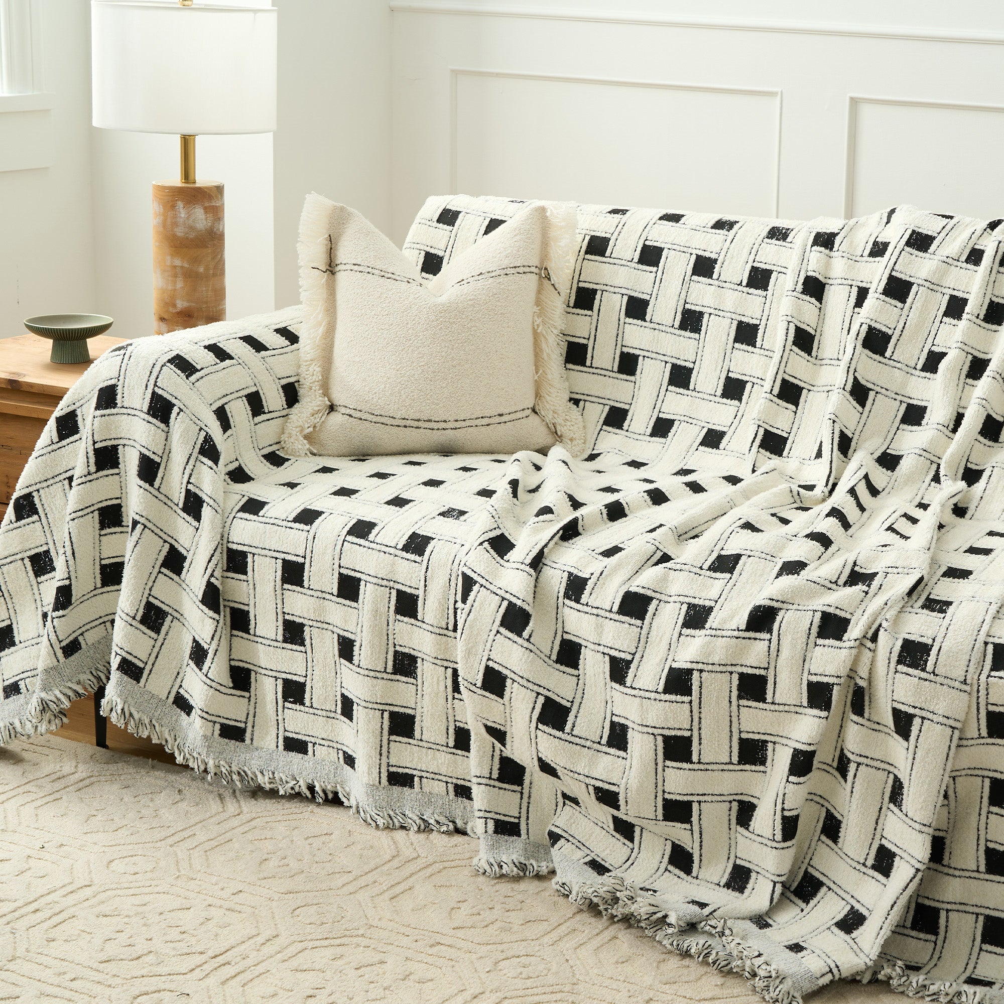 Cozy Winter Crosshatch Style Sofa Cover - Soft & Durable Couch Protector for Living Room, Final Sale - Perfect for Home Decor & Pet Protection