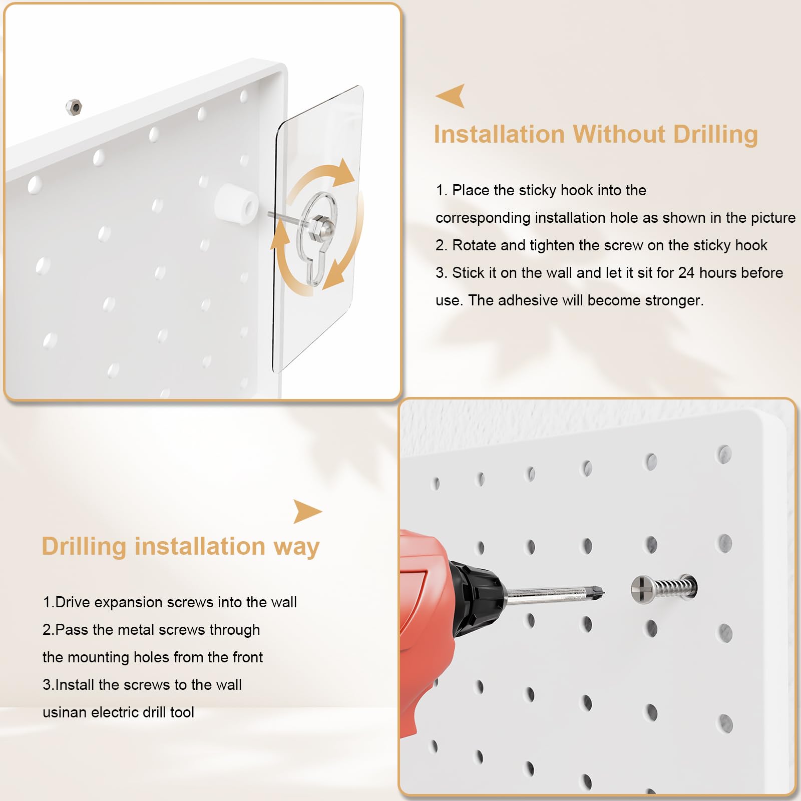 36-Piece FZK Pegboard Kit with 4 White Plastic Pegboards & Accessories - Wall Organizer for Office, Craft Room, Garage & Home Storage - Pegboard with Hooks for Tools, Supplies & DIY Projects