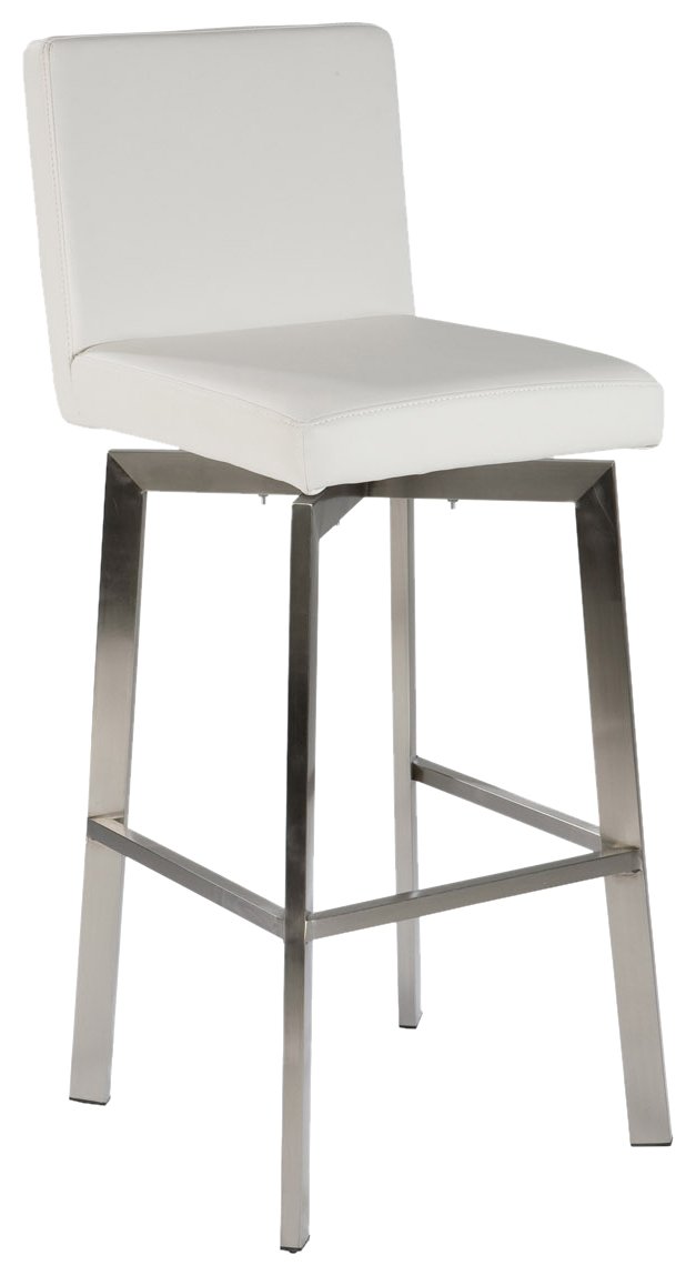 Mod Home Collection Tiero Counter Stool - White Bar Stool for Kitchen Island, Breakfast Nook & Dining Room - Modern Adjustable Height Stool with Comfortable Seat