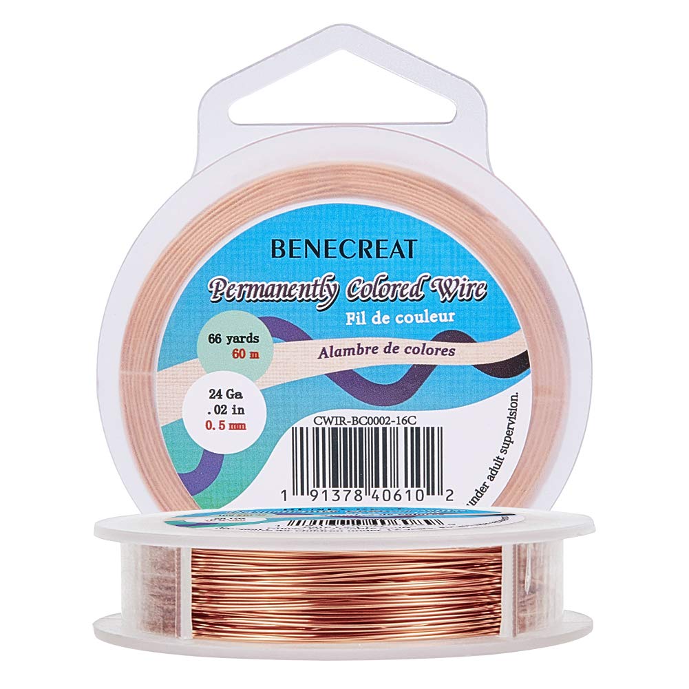 BENECREAT 24 Gauge Bare Copper Wire with Oil Coated, 197-Feet Solid Copper Wire for Jewelry Making, DIY Crafts, Beading, Wire Wrapping & Sculpting - Perfect for Earrings, Necklaces & Art Projects