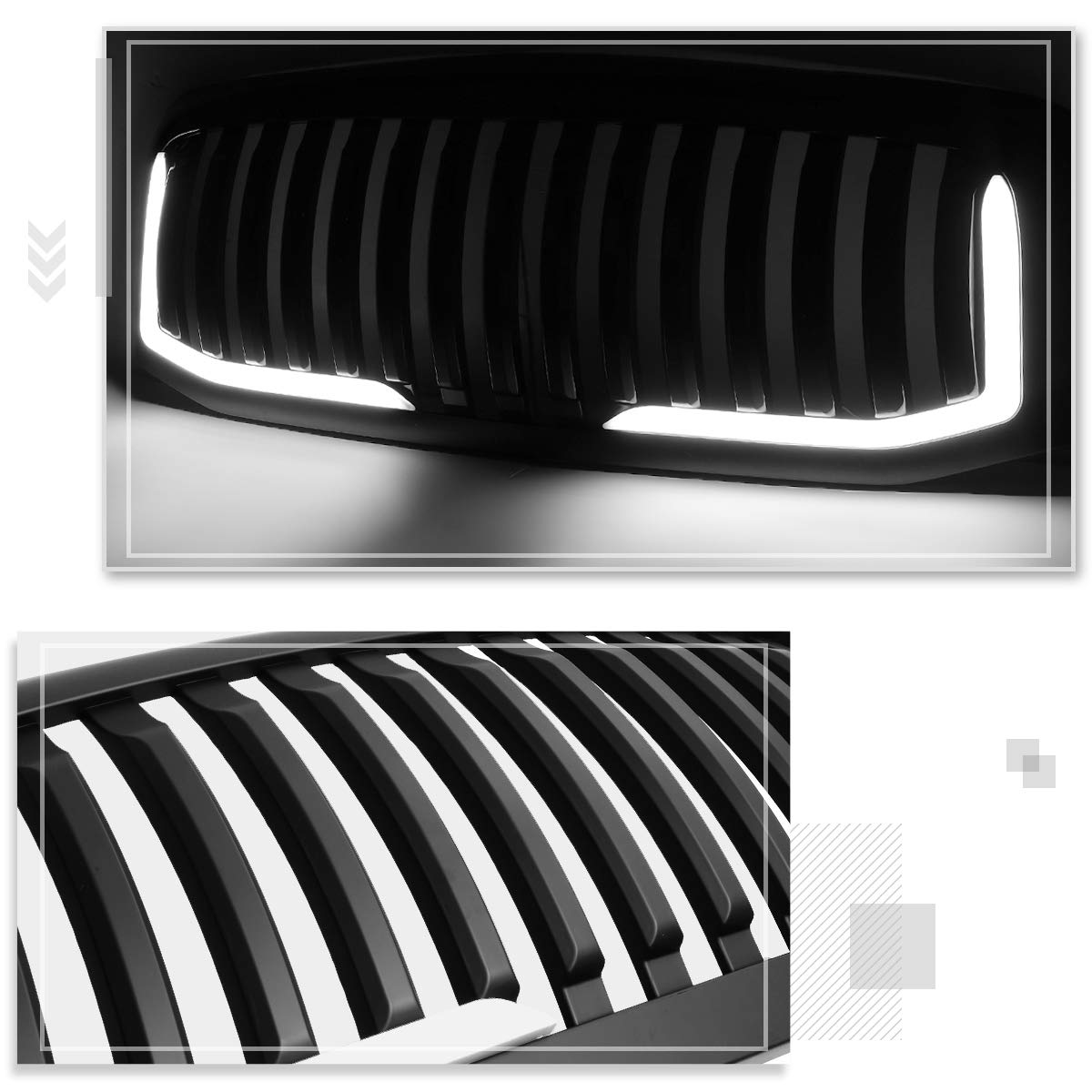 Vertical Fence Style Front Bumper Grille with LED Lights for Ram 1500/Classic 2013-2020 - Matte Black | Off-Road Protection & Stylish Upgrade for Trucks