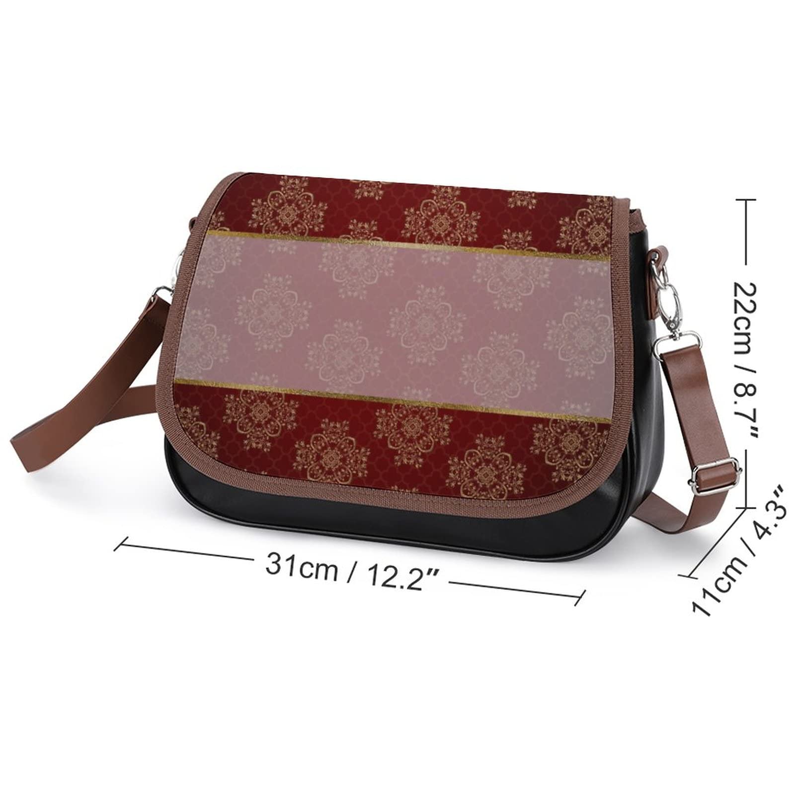 Trendy Chinese Floral Print Crossbody Bags for Women - Genuine Leather Shoulder Satchel Hobo Purse | Perfect for City Commute, Travel & Casual Outings