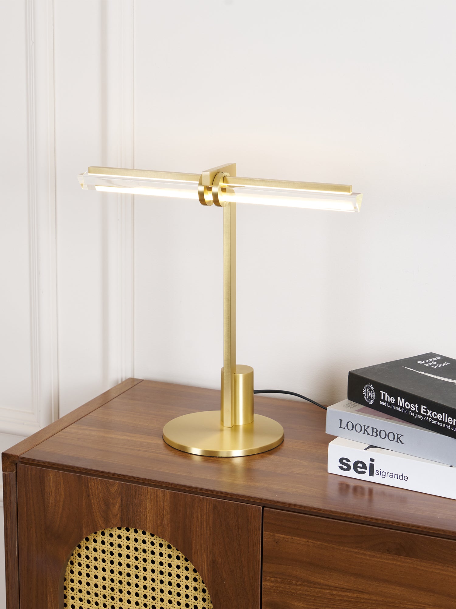 Modern Reed Table Lamp - Adjustable Brightness LED Desk Light for Home Office, Bedroom & Study - Perfect for Reading, Working & Nightstand Use