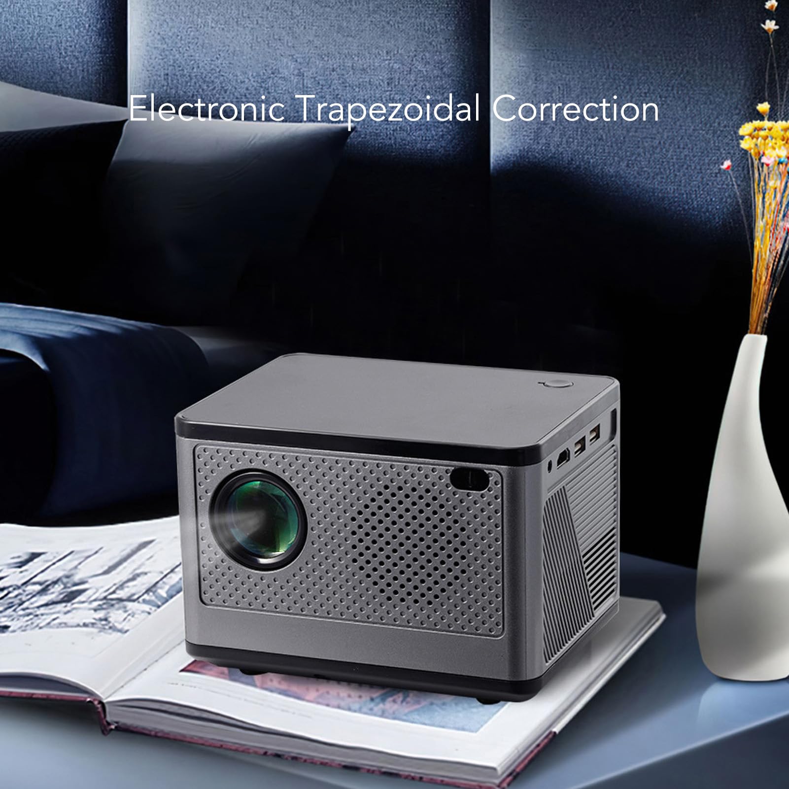 RajoNN WiFi Video Projector 1280x720P HD, 2.4G/5G Dual Band Wireless, Smartphone Screen Mirroring for Home Theater, Outdoor Movie Nights, and Classroom Presentations (UK Plug)
