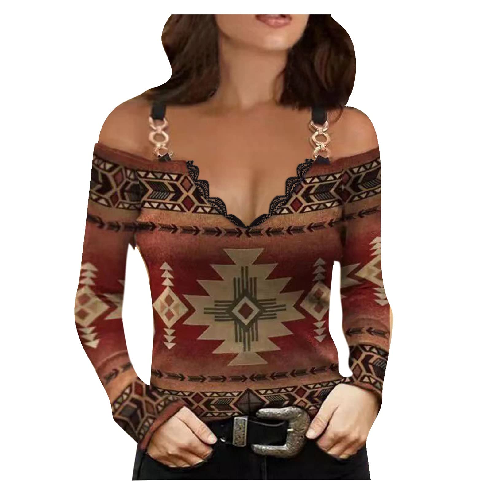 Women's Lace Print V-Neck Tank Tops - Sleeveless Off Shoulder Casual Loose T-Shirt - Summer Beachwear & Party Outfit