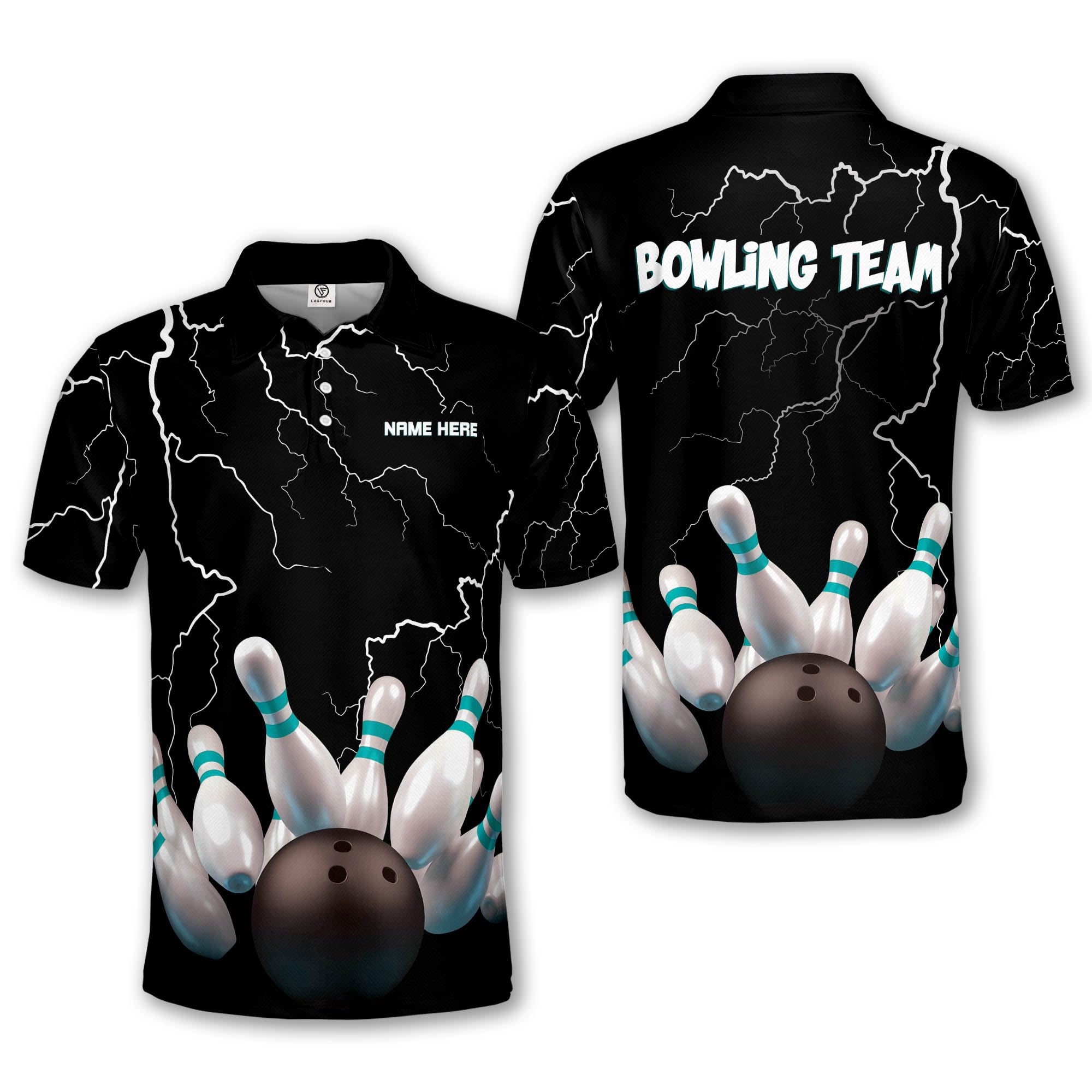 LASFOUR Custom Bowling Shirts for Men - Personalized Short Sleeve Team Shirts for Bowling Leagues & Tournaments - Perfect for Casual Wear & Bowling Parties