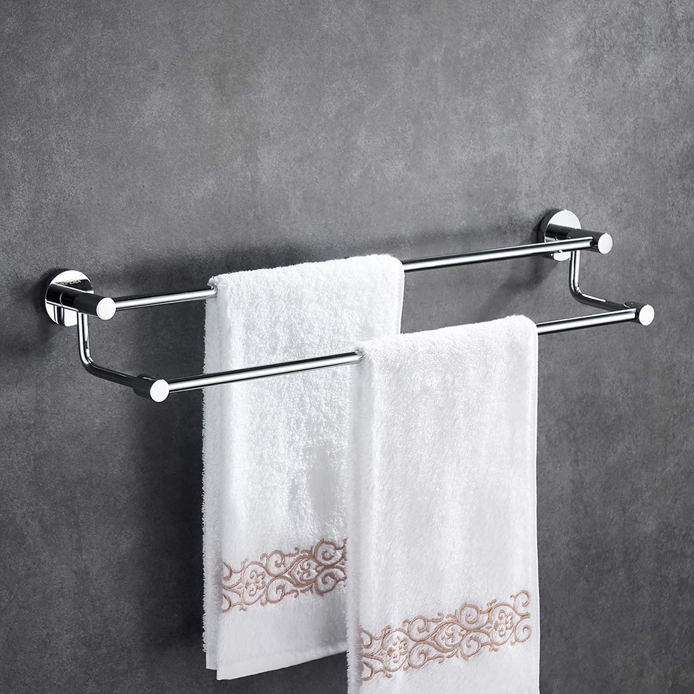 GRIFEMA IBIZA-G30109 59CM Chrome Double Bath Towel Holder - Wall Mounted Towel Rail for Bathroom - Perfect for Spa, Hotel & Home Bathroom Organization