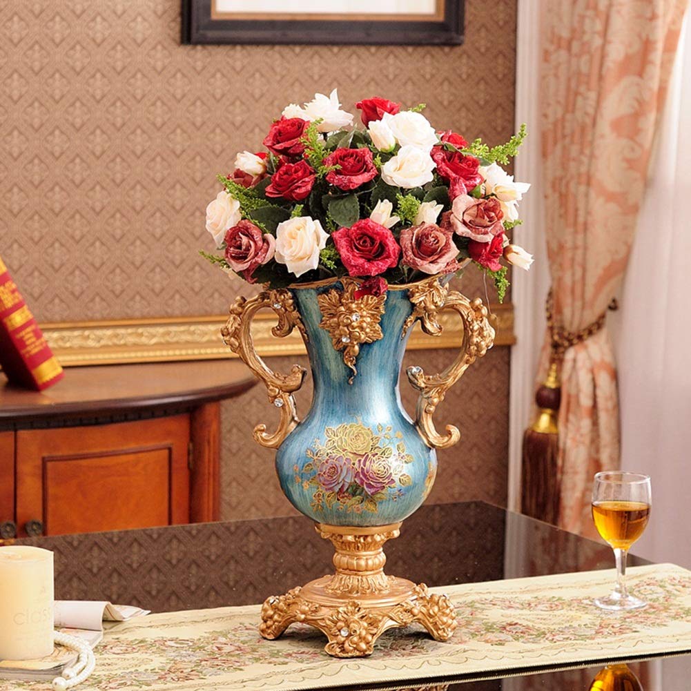 Hand-Painted European-Style Large Resin Flower Vase - 16.1