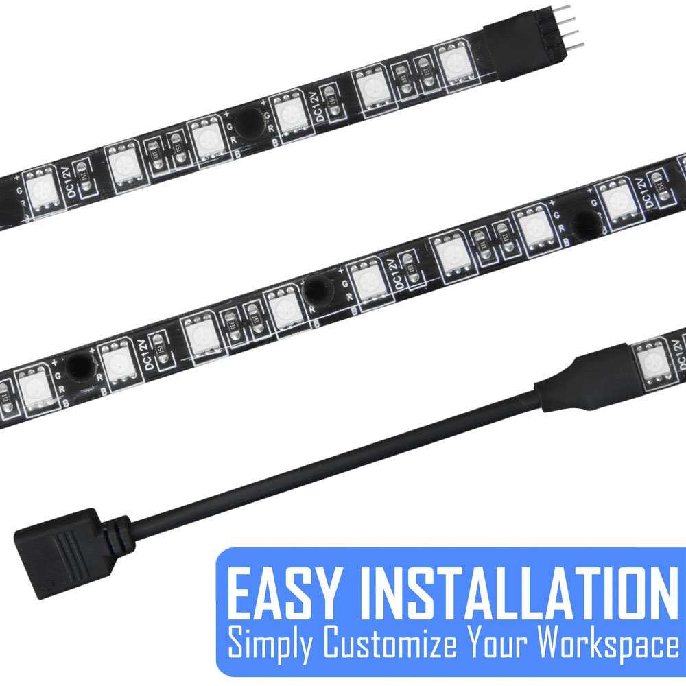 Kingwin RGB LED Strip Lights - 24 Inch 5050 SMD Magnetic Light Strip with Adhesive Backing | ASUS Aura Sync Compatible for PC Gaming Setup, Computer Case, Laptop & Home Decoration | Perfect for Room Ambiance, Desk Lighting and Entertainment System Enhancement