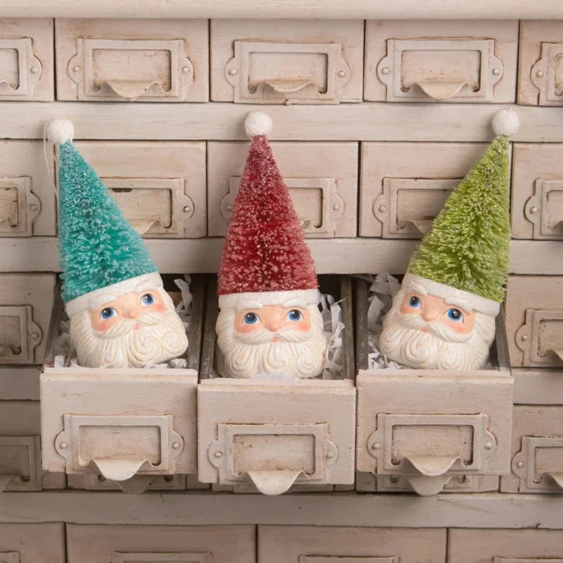Bethany Lowe Designs Santa Red Ornament - Christmas Bottle Brush Tree Decor for Holiday Home, Party & Gift Giving