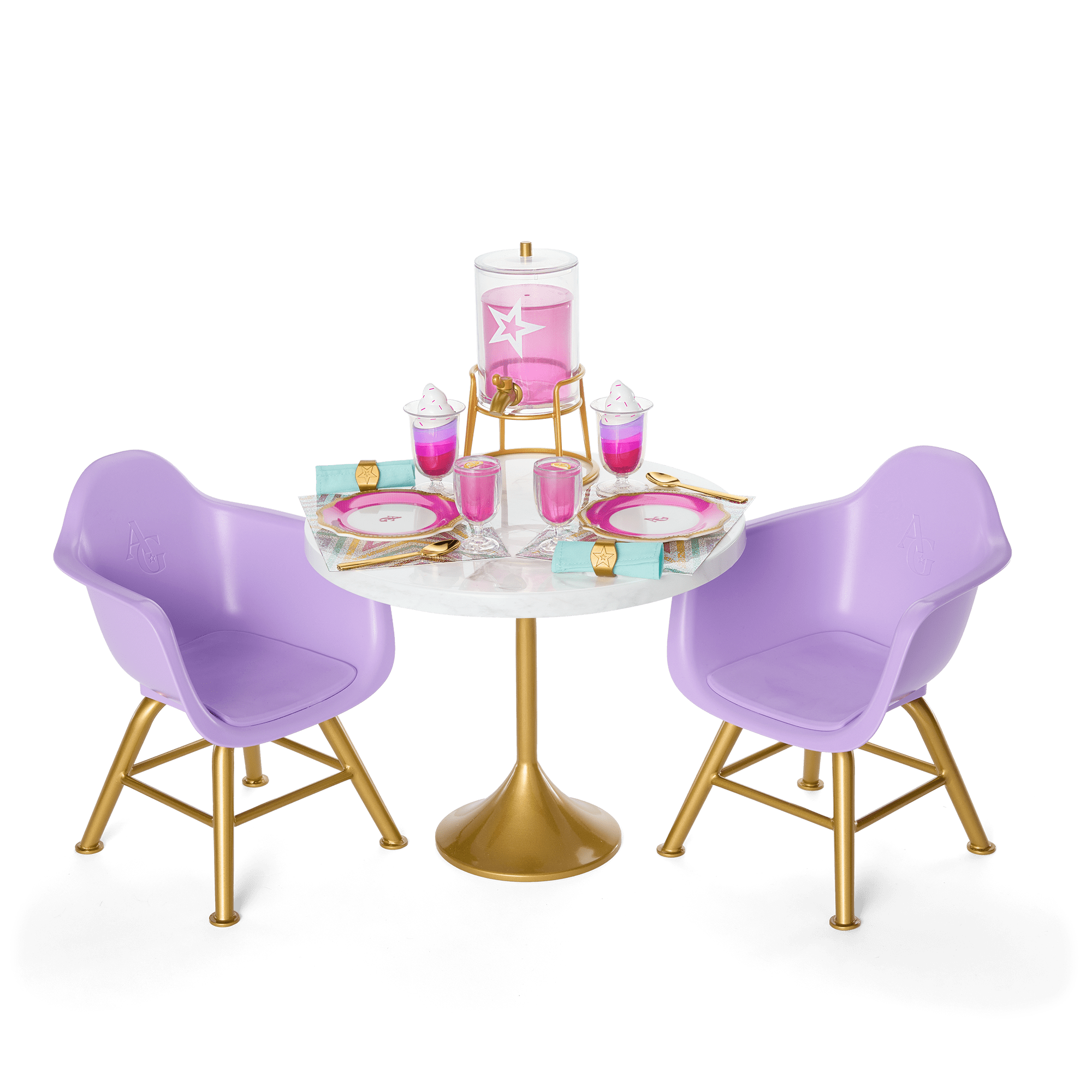 18 Inch Doll Kitchen Table Set for Two - Perfect for Dollhouse Play, Tea Parties & Pretend Play Scenes