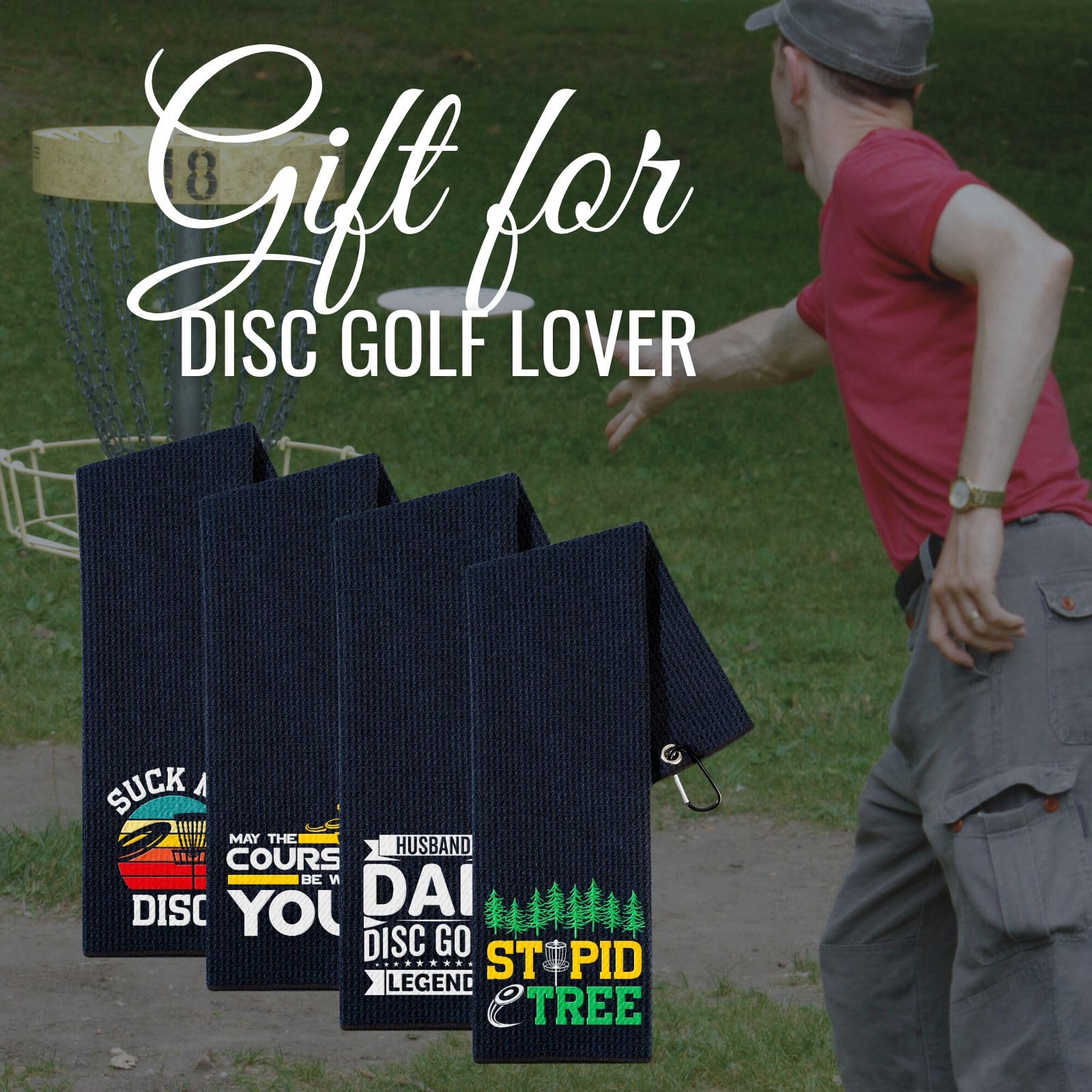 Premium Disc Golf Towel - 16”x 24” Microfiber Golf Towel for Players | May The Course Be With You | Perfect for Wiping Discs, Hands & Equipment During Play | Black