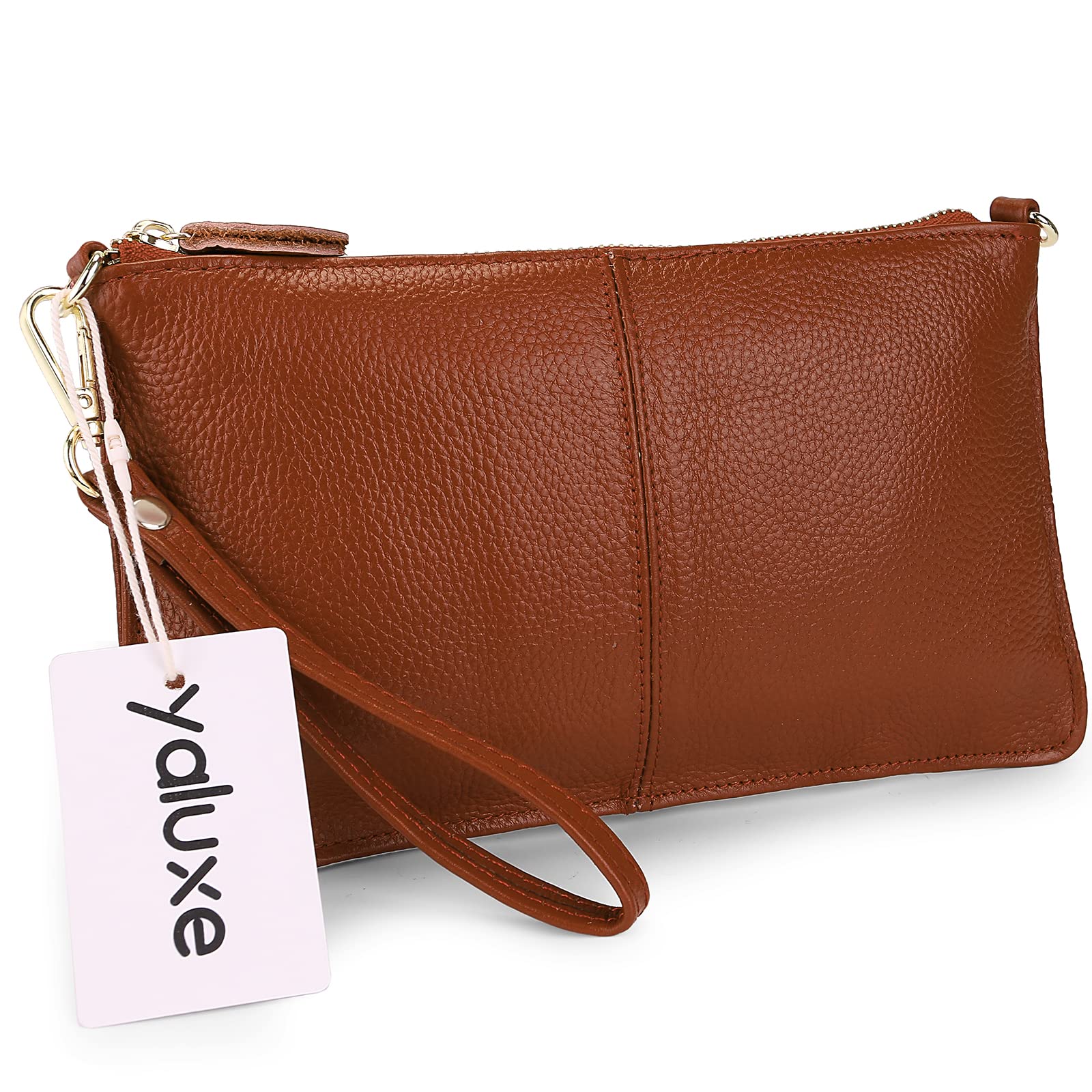 YALUXE Genuine Leather Wristlet Purse for Women - Phone Wallet Crossbody Bag for Daily Use