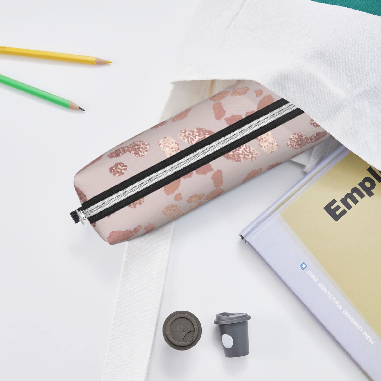 Premium Leather Pencil Case with Golden Leopard Print - Stylish Stationery Organizer for Pens, Makeup & Cosmetics | Perfect for School, Office, College & Travel Accessories