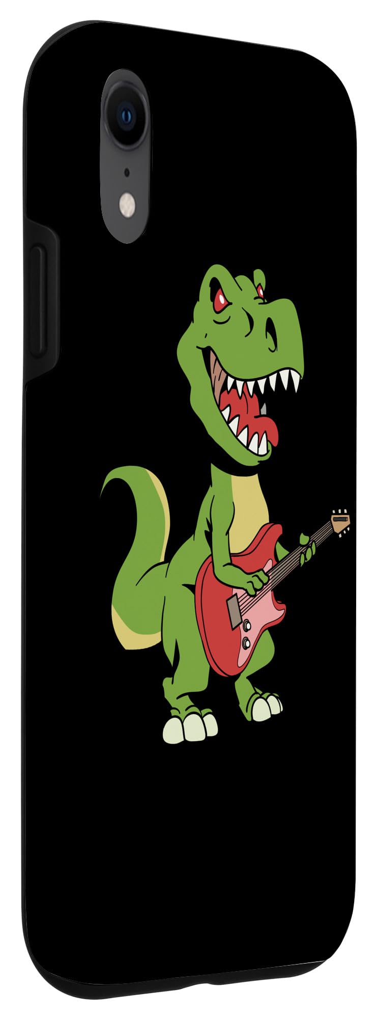 iPhone XR Cartoon T-Rex Playing Electric Guitar Case - Durable Protective Cover for iPhone XR - Perfect for Music Lovers & Dinosaur Fans