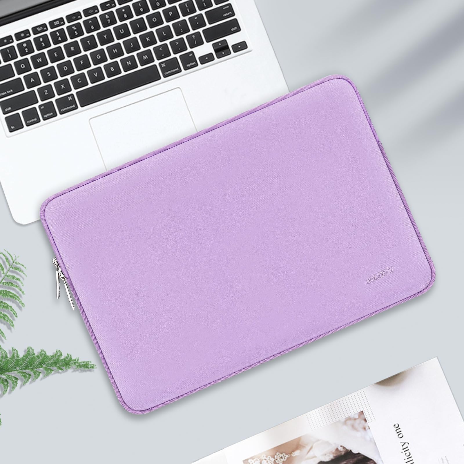 MOSISO 16 Inch Laptop Sleeve Bag for MacBook Pro 16, HP, Dell, Lenovo, ASUS, Acer 15-15.6 Inch Notebooks - Neoprene Protective Case with Small Pouch (Purple) - Perfect for Travel, Office & School Use