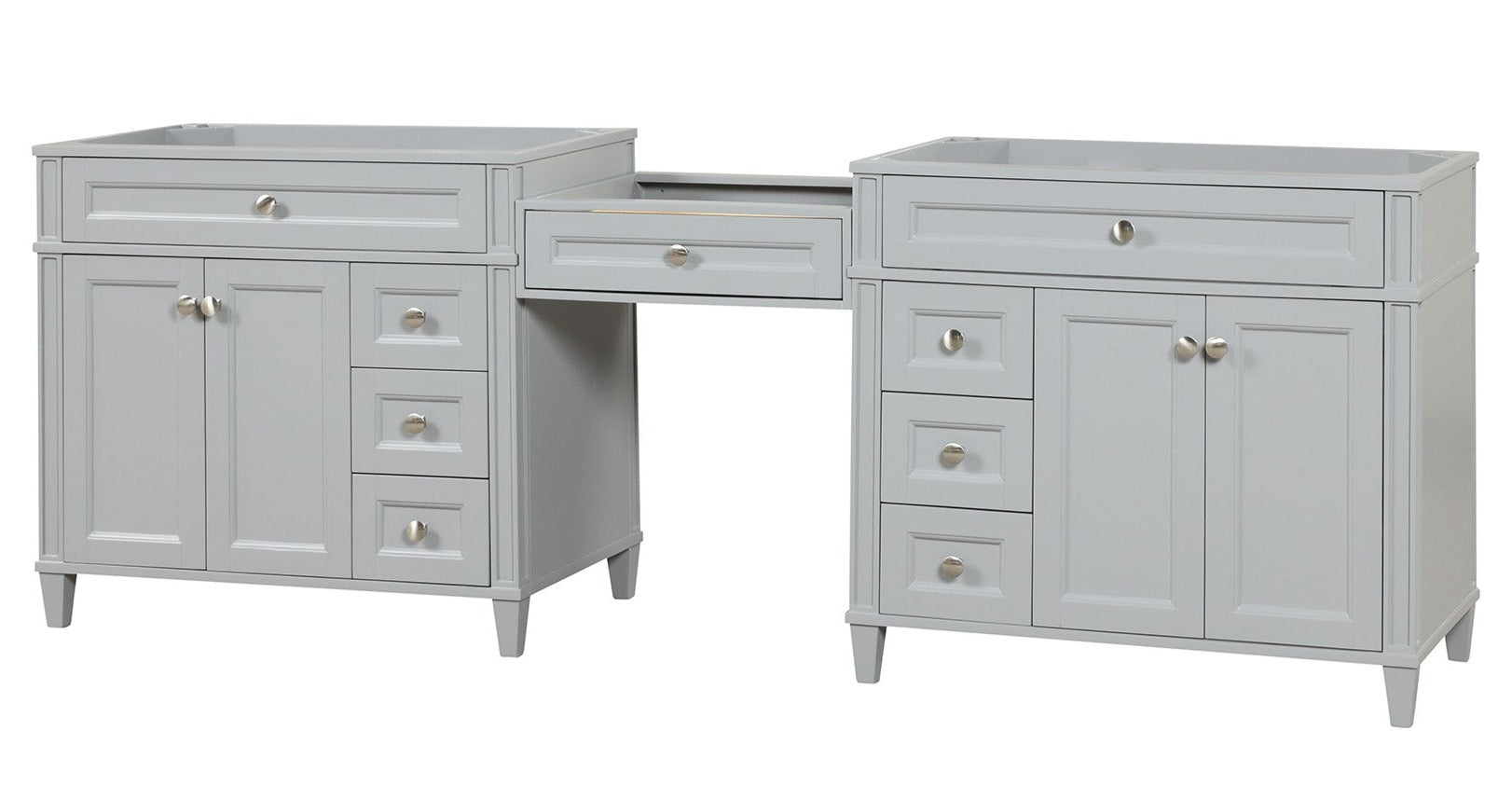 Kensington 96-Inch All-Wood Bathroom Vanity in Gray - Cabinet Only | Modern Double Sink Vanity for Master Bathroom & Powder Room