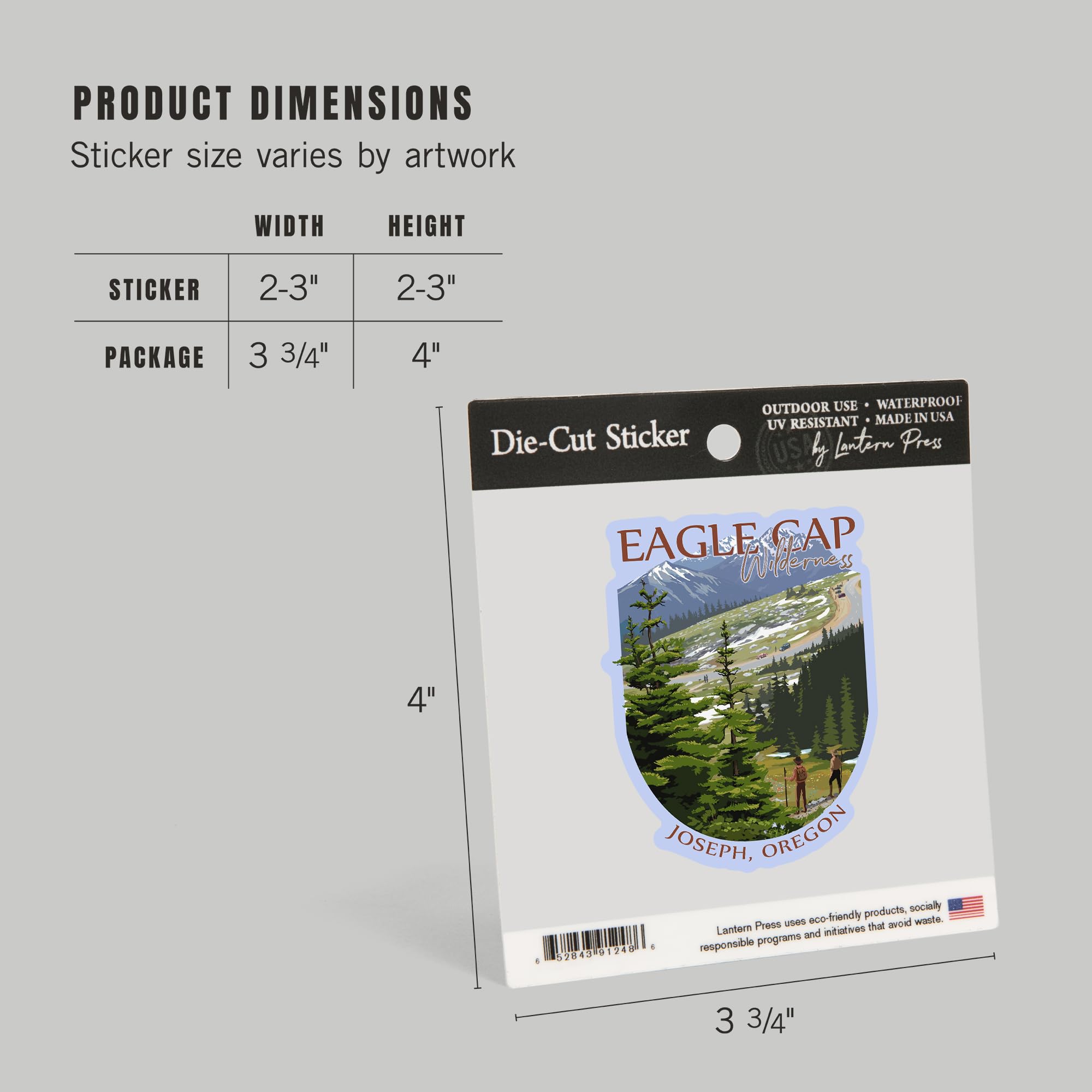 Joseph Oregon Eagle Cap Wilderness Vinyl Stickers - 1 to 3 Inch Waterproof Die-Cut Decals for Cars, Water Bottles, Laptops & Coolers - Perfect for Hiking Gear, Trail Ridge Road Adventures & Outdoor Enthusiasts