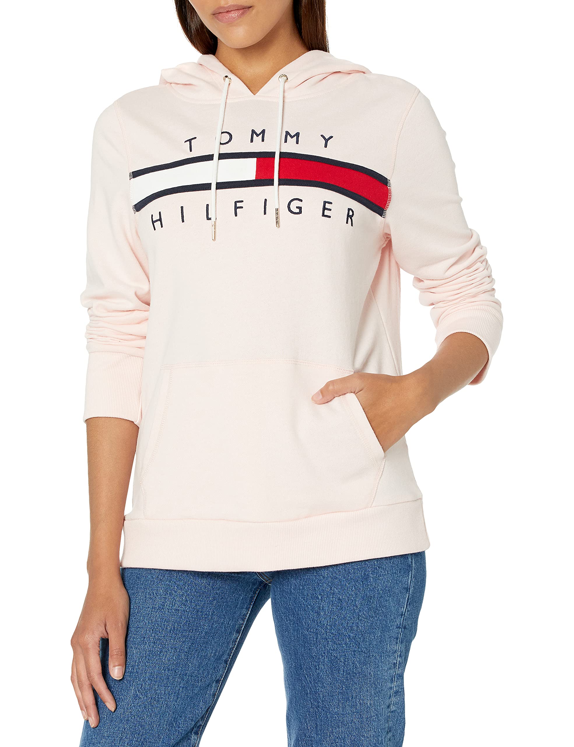 Tommy Hilfiger Women's Graphic Hoodie Sweatshirt - Casual Pullover with Stylish Print | Perfect for Everyday Wear, Gym & Street Fashion