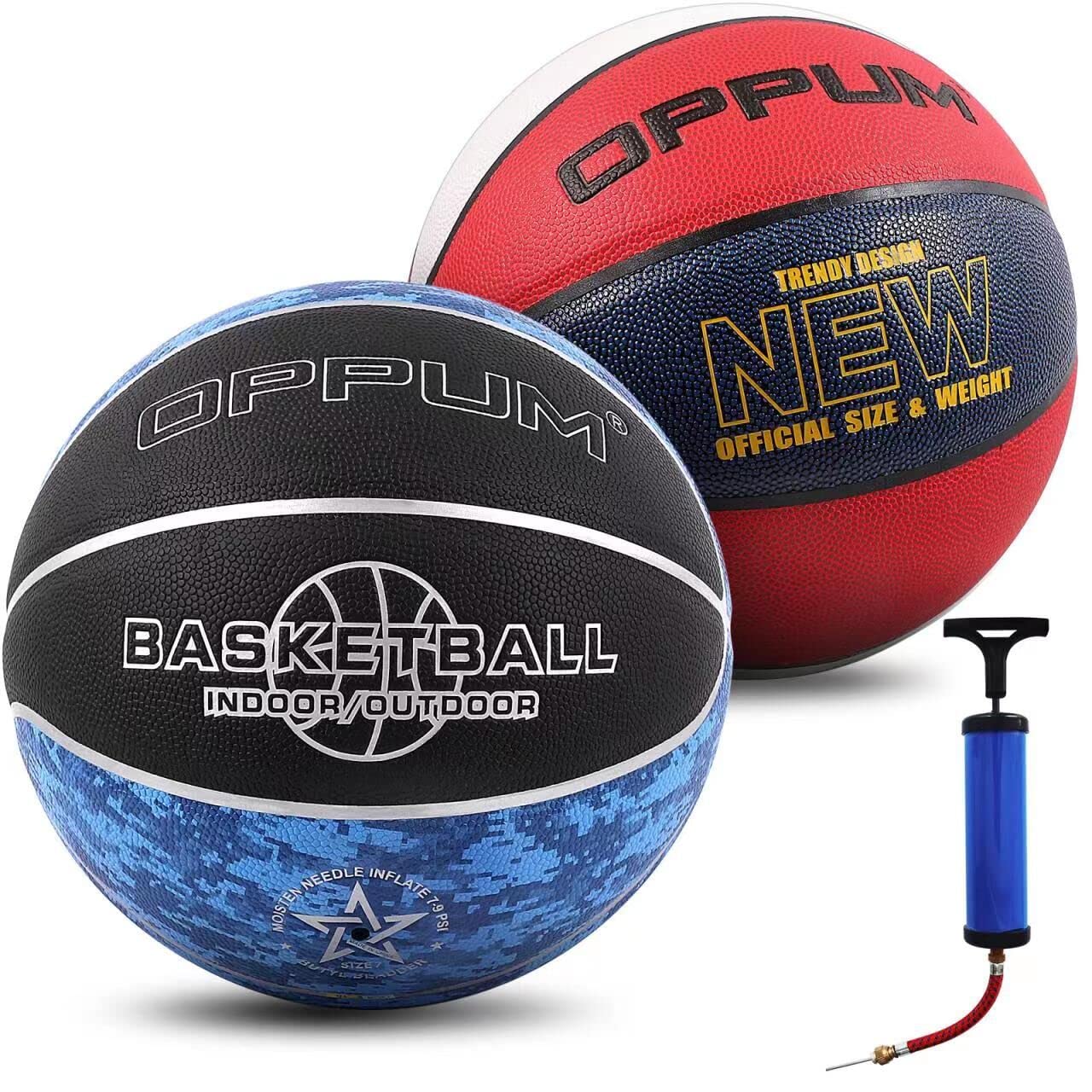 Official Size 7 Basketballs - 2 Pack PU Leather for Indoor/Outdoor Play & Streetball Training