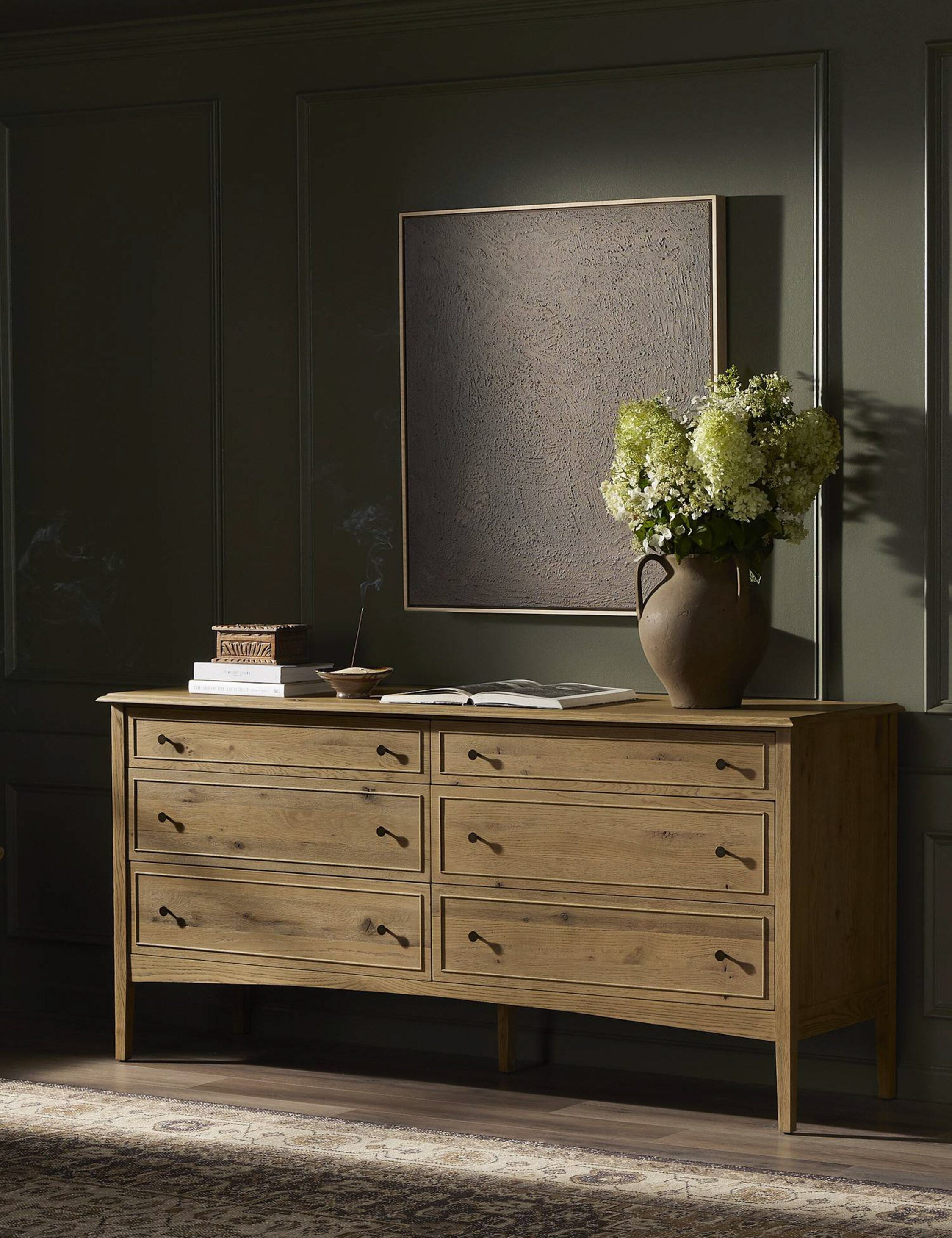Archdale 6-Drawer Dresser for Bedroom - Solid Wood Chest of Drawers with Mirror, Stylish Storage Organizer for Clothes & Accessories | Perfect for Home, Bedroom, Dorm & Office
