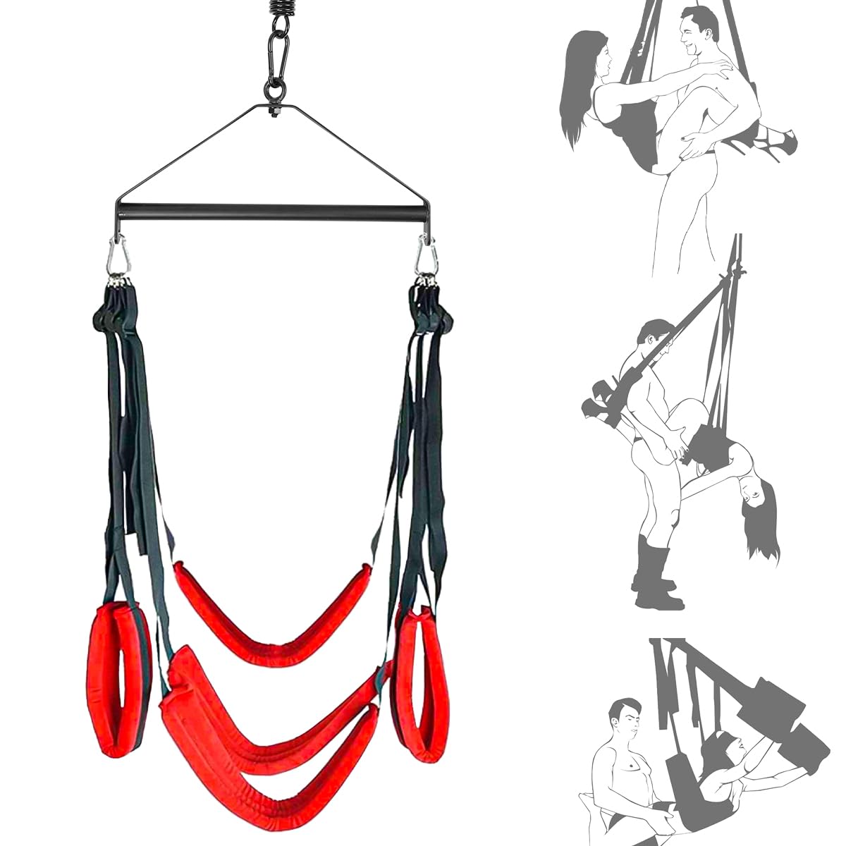 Premium Adult Sex Swing for Couples - Heavy Duty 400 lbs Capacity with Steel Triangle & Spring Support - Adjustable Bondage Restraints for Indoor Use - Perfect for Spicing Up Your Love Life & BDSM Play