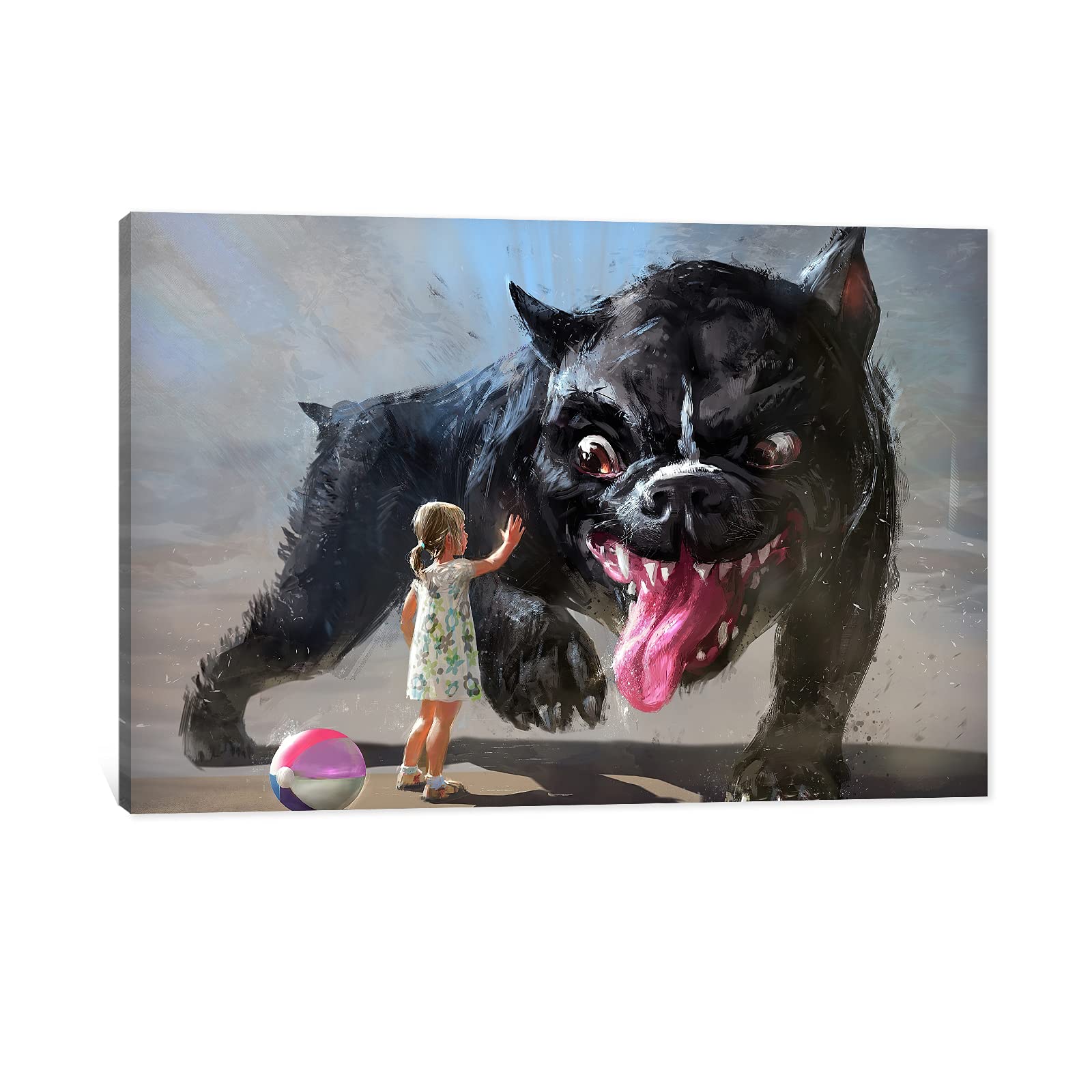 GUTTATY Graffiti Wall Art Canvas - Modern Street Graffiti Puppy Fantasy Painting for Boys & Girls Room Decor - Framed Artwork for Home, Bedroom, Living Room, Office - Easy to Hang (28x40 Inches) - Perfect Gift for Teens & Urban Art Lovers