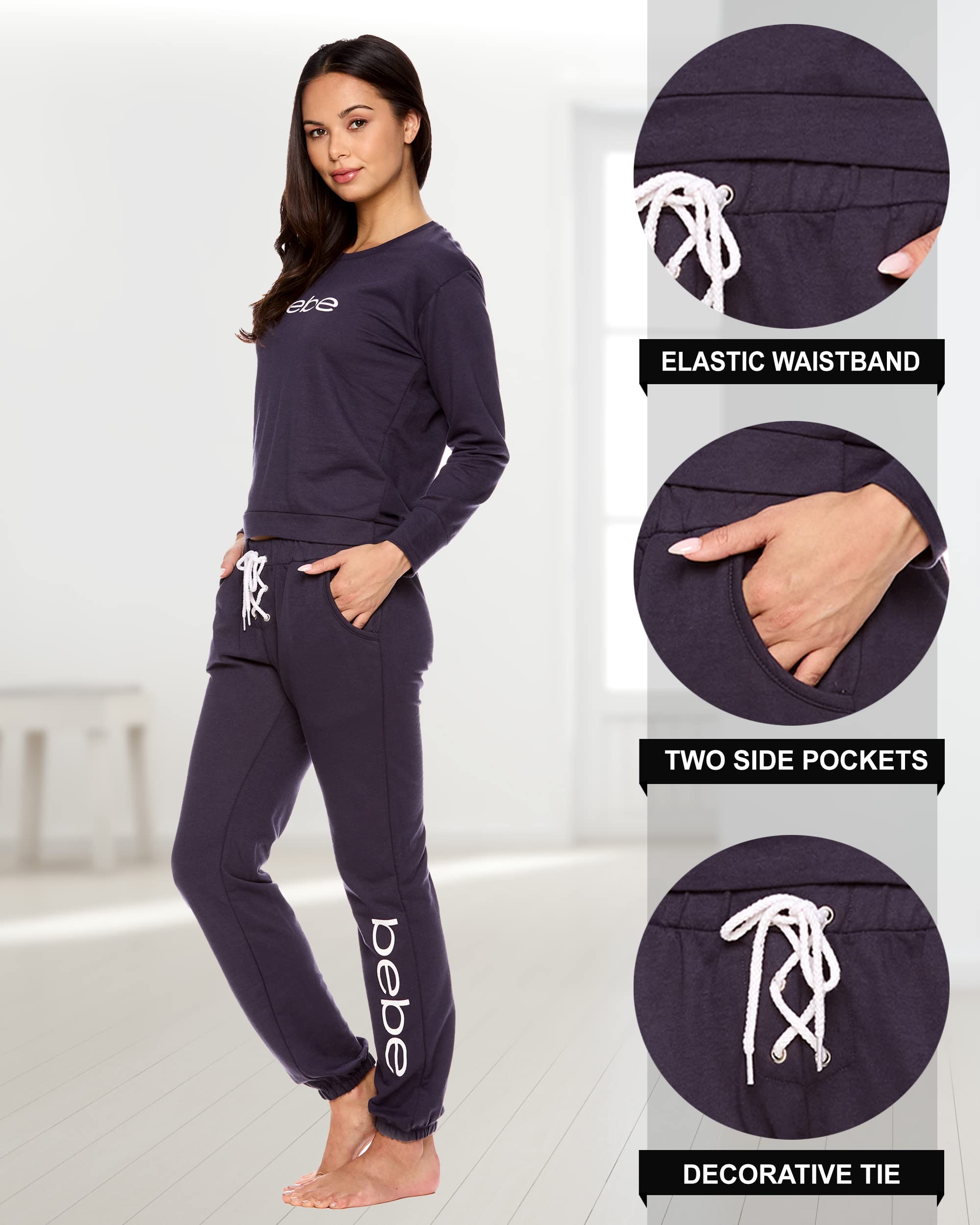 Women's French Terry Pajama Set with Pockets - Cozy Sleepwear for Lounge & Bedtime