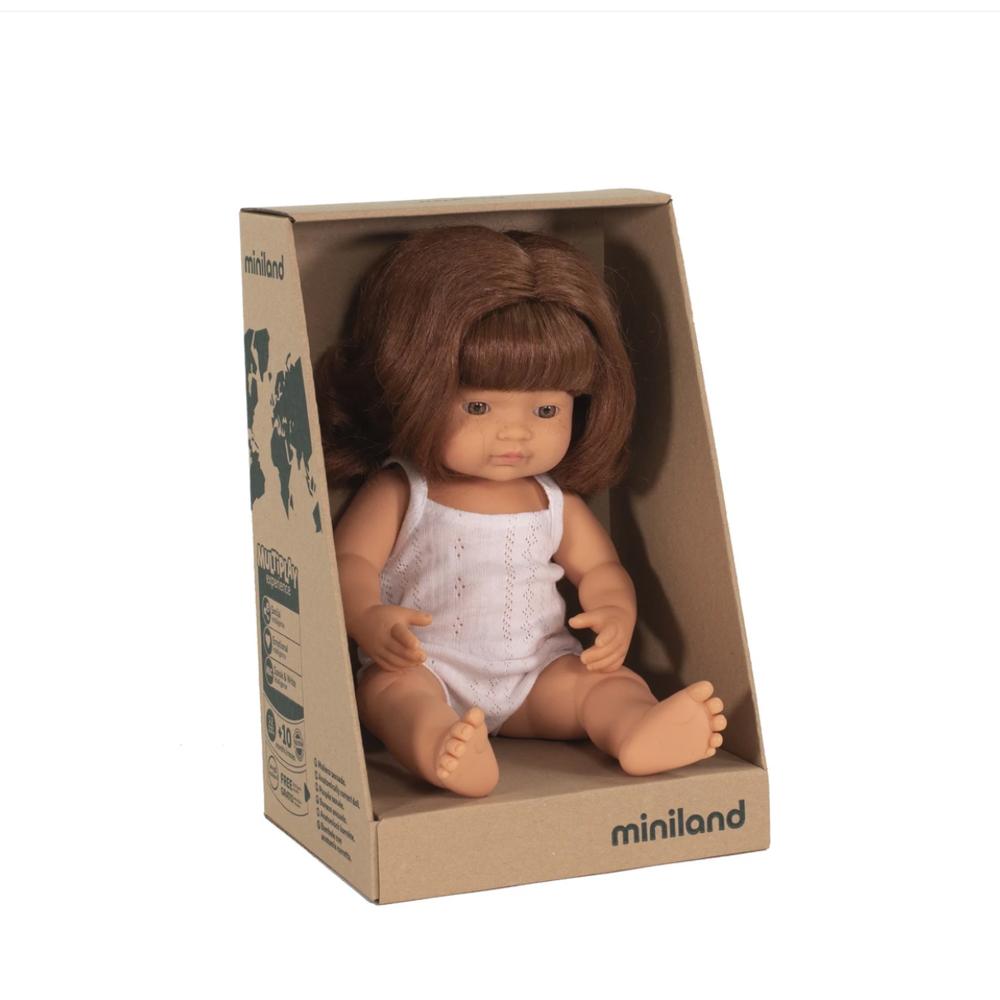 Miniland Anatomically Correct Caucasian Girl Doll - Red Hair, Realistic Baby Doll for Kids Ages 3+ | Perfect for Role Play, Pretend Play, and Educational Learning