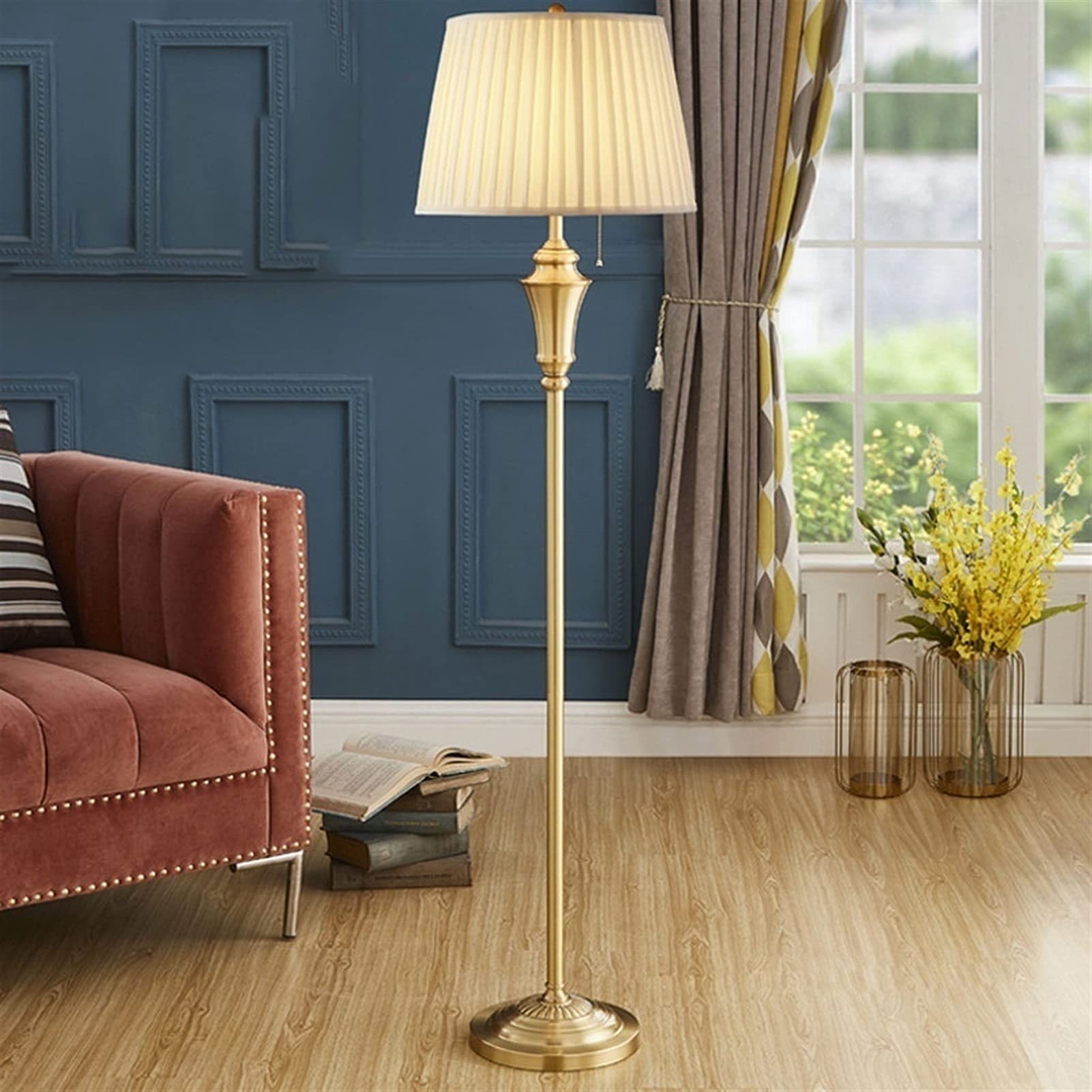 Modern Brass Floor & Table Lamp - Adjustable Standing Office Lamp for Living Room, Bedroom, Reading | Decorative Lighting for Home & Workspace