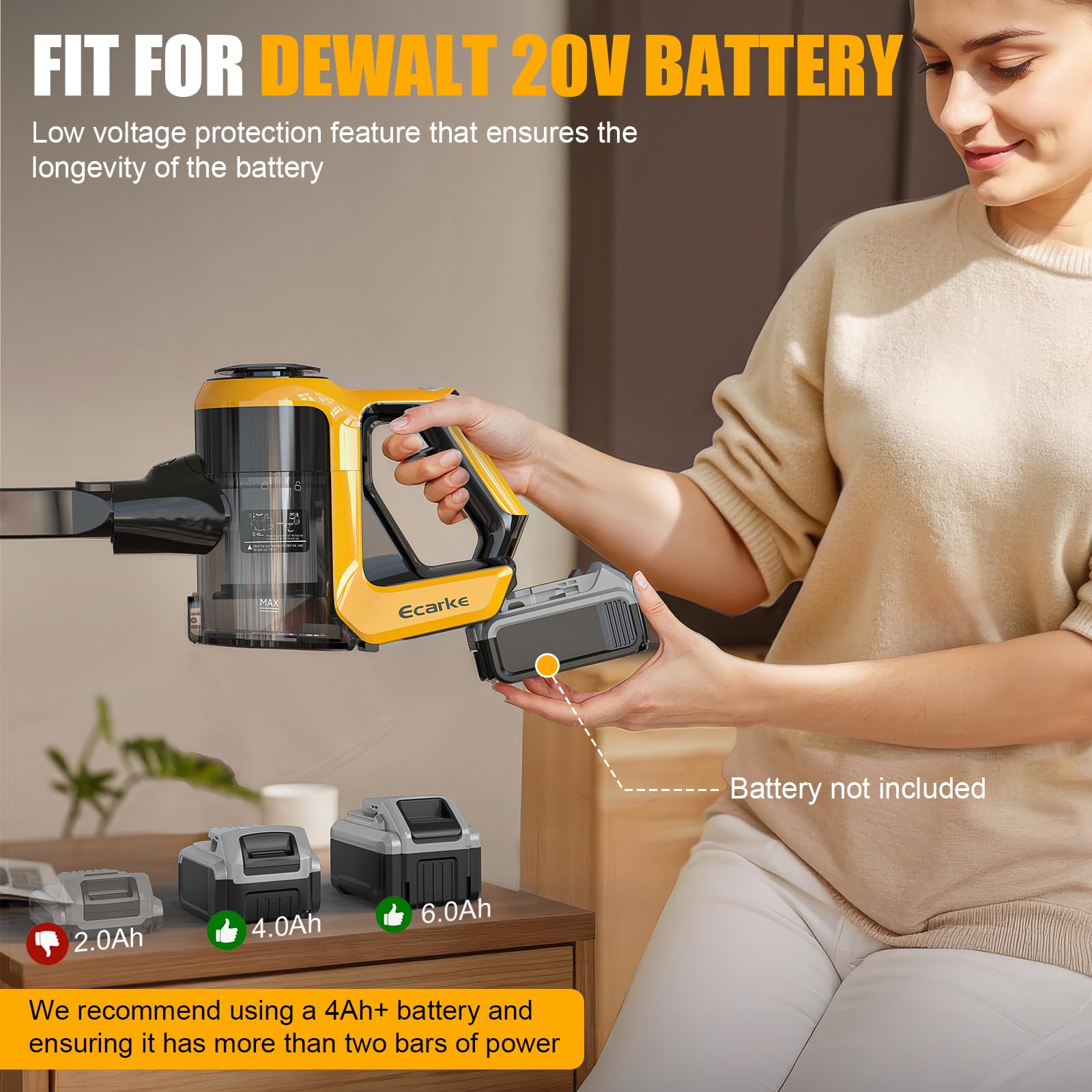 **DeWalt 20V Cordless Vacuum Cleaner - 30KPa Suction, 180° Bendable Wand, 6-in-1 Lightweight Stick Vacuum with Smart Screen & 350W Brushless Motor - Ideal for Hardwood Floors, Pet Hair, Carpet, and Car Cleaning (Battery Not Included)**