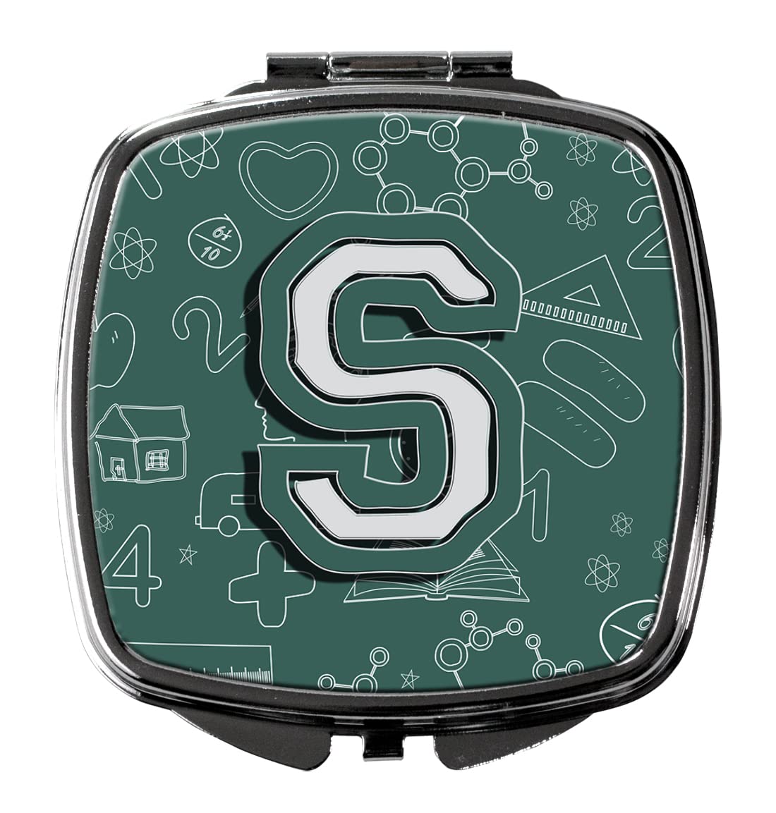 Caroline's Treasures CJ2010-SSCM Letter S Compact Mirror - Portable Folding Handheld Makeup Mirror for Women & Girls, Perfect for Back to School, Travel, Purse & Gift Giving