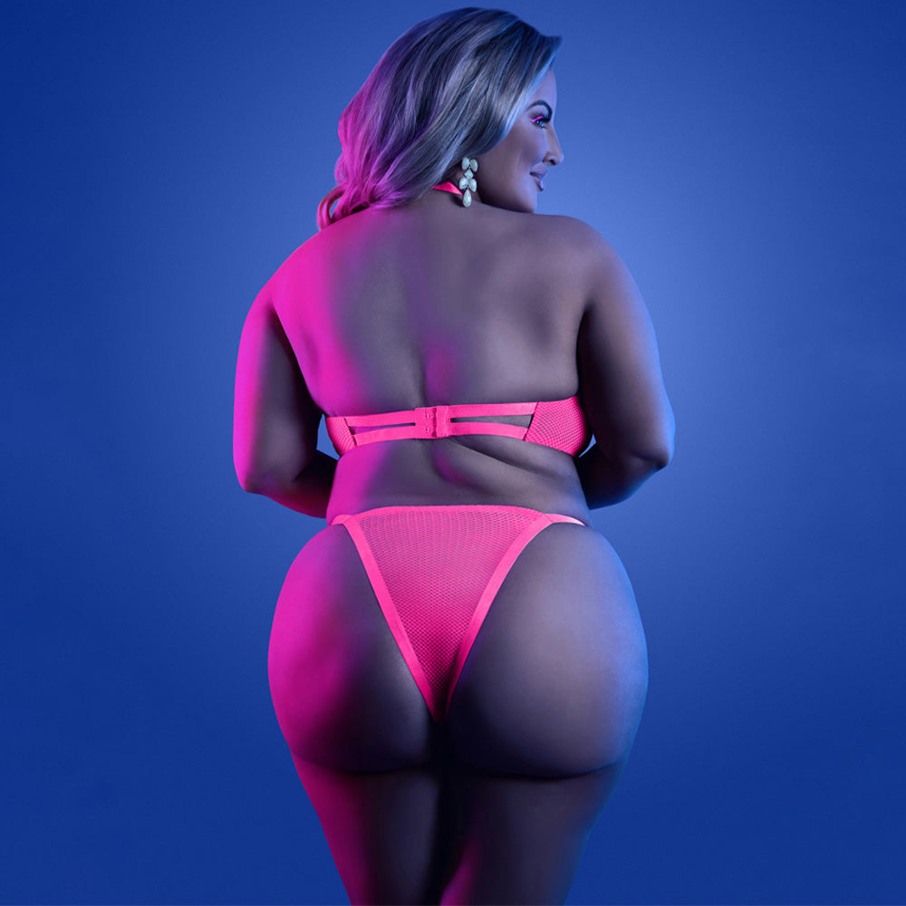 Fantasy Glow in the Dark Lingerie Set - Peekaboo Push Up Bra & Panty for Women, Plus Size & Curvy - Perfect for Date Night & Romantic Occasions
