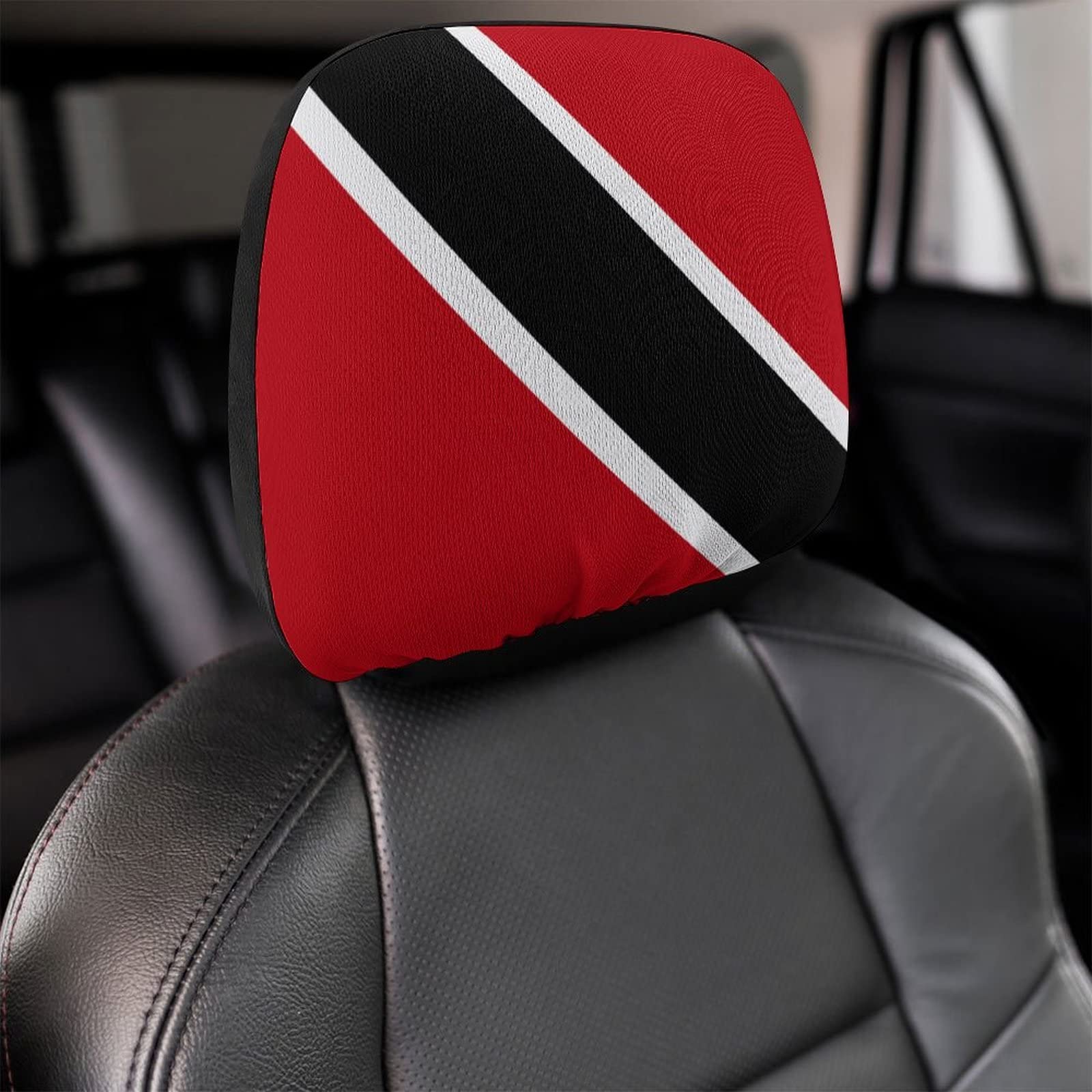 Trinidad and Tobago Flag Car Headrest Cover - Washable Protective Seat Accessory for Cars, SUVs & Trucks - Perfect for Travel, Sports Events & National Pride Decoration