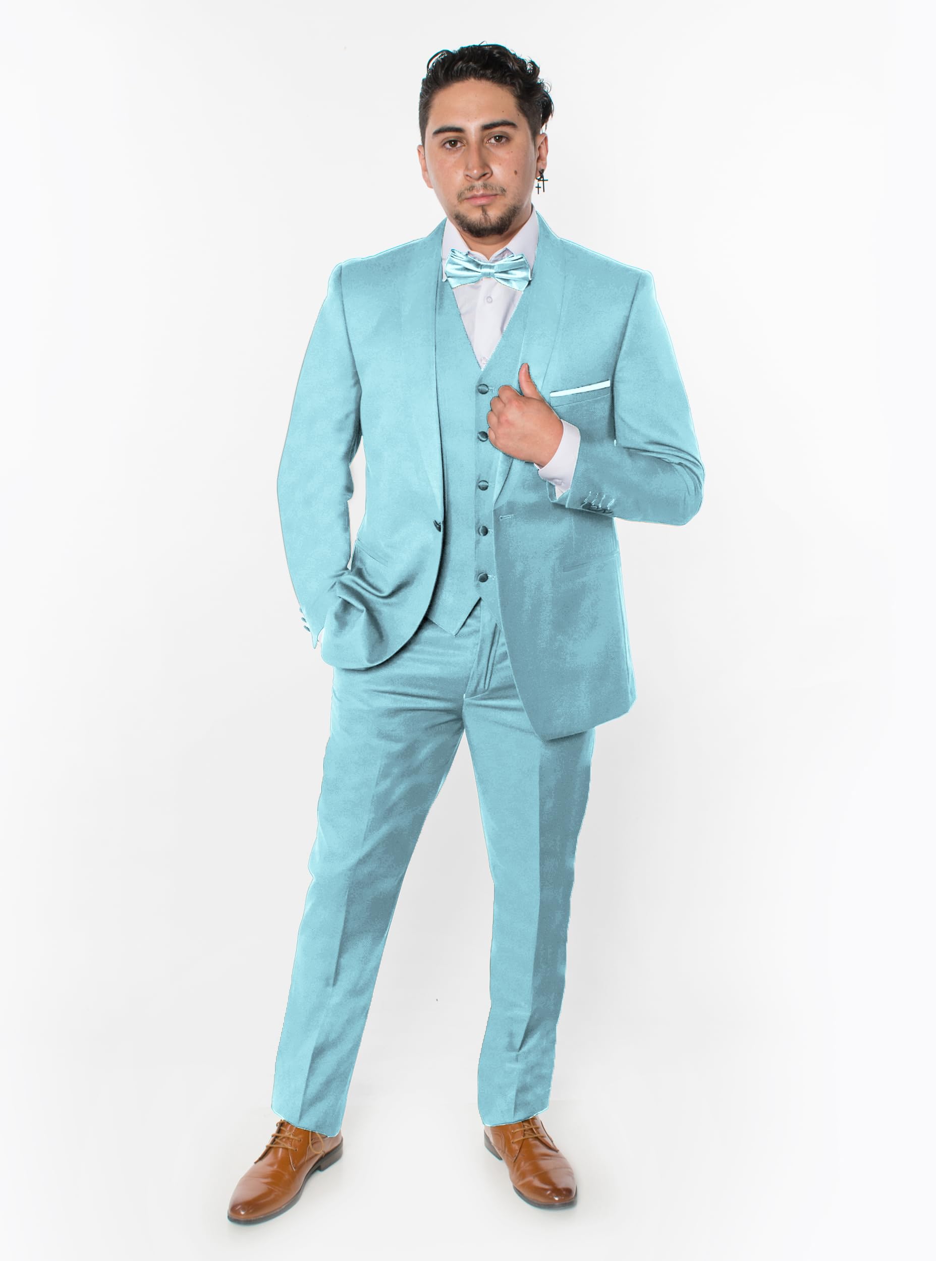 Antonio Uomo Men's Slim Fit 3-Piece Suit Set - Blazer, Vest & Dress Pants for Business, Wedding & Formal Events | Premium 2-Button Jacket for Office, Party & Special Occasions